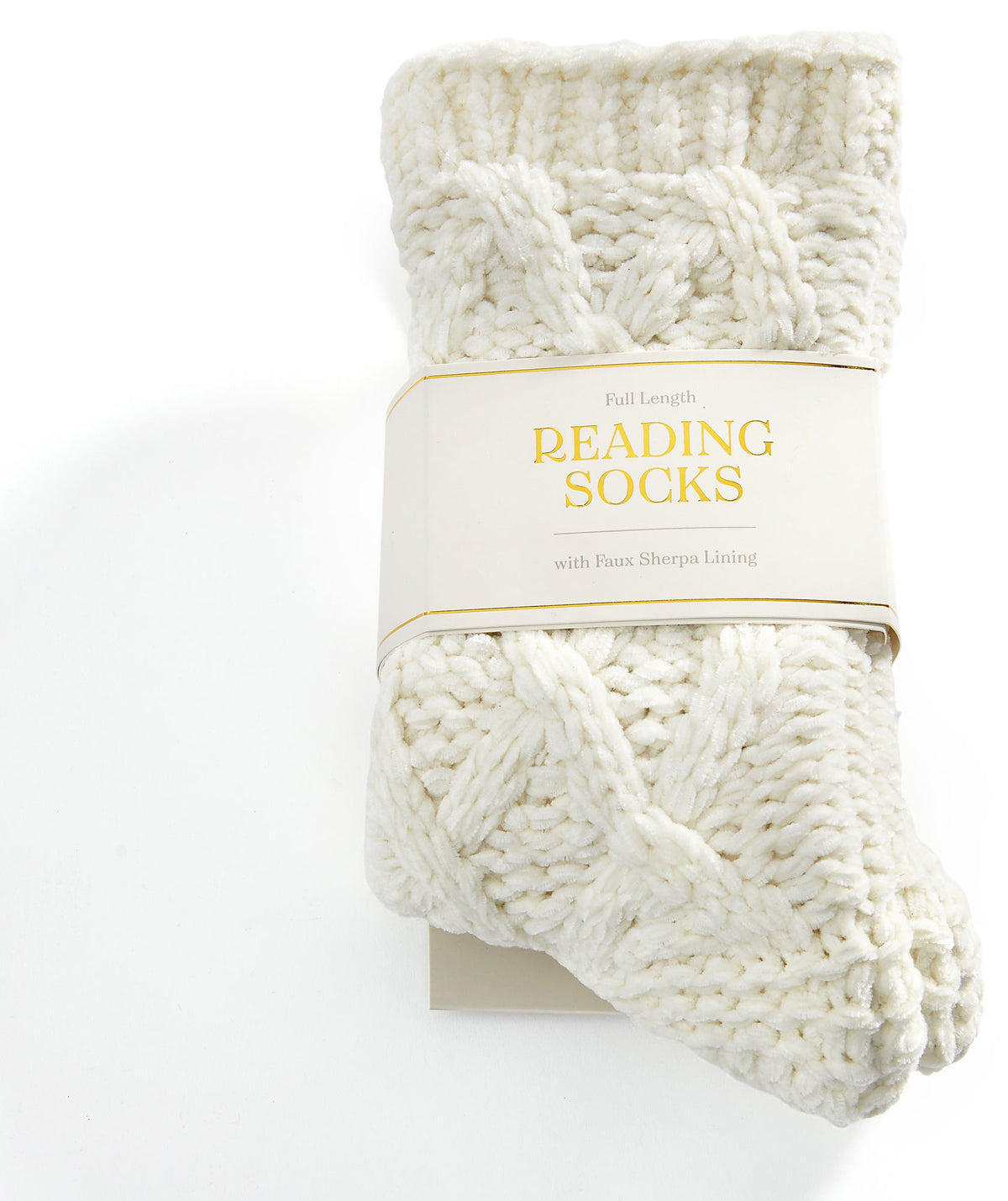 White Knit Chenille Reading Sock