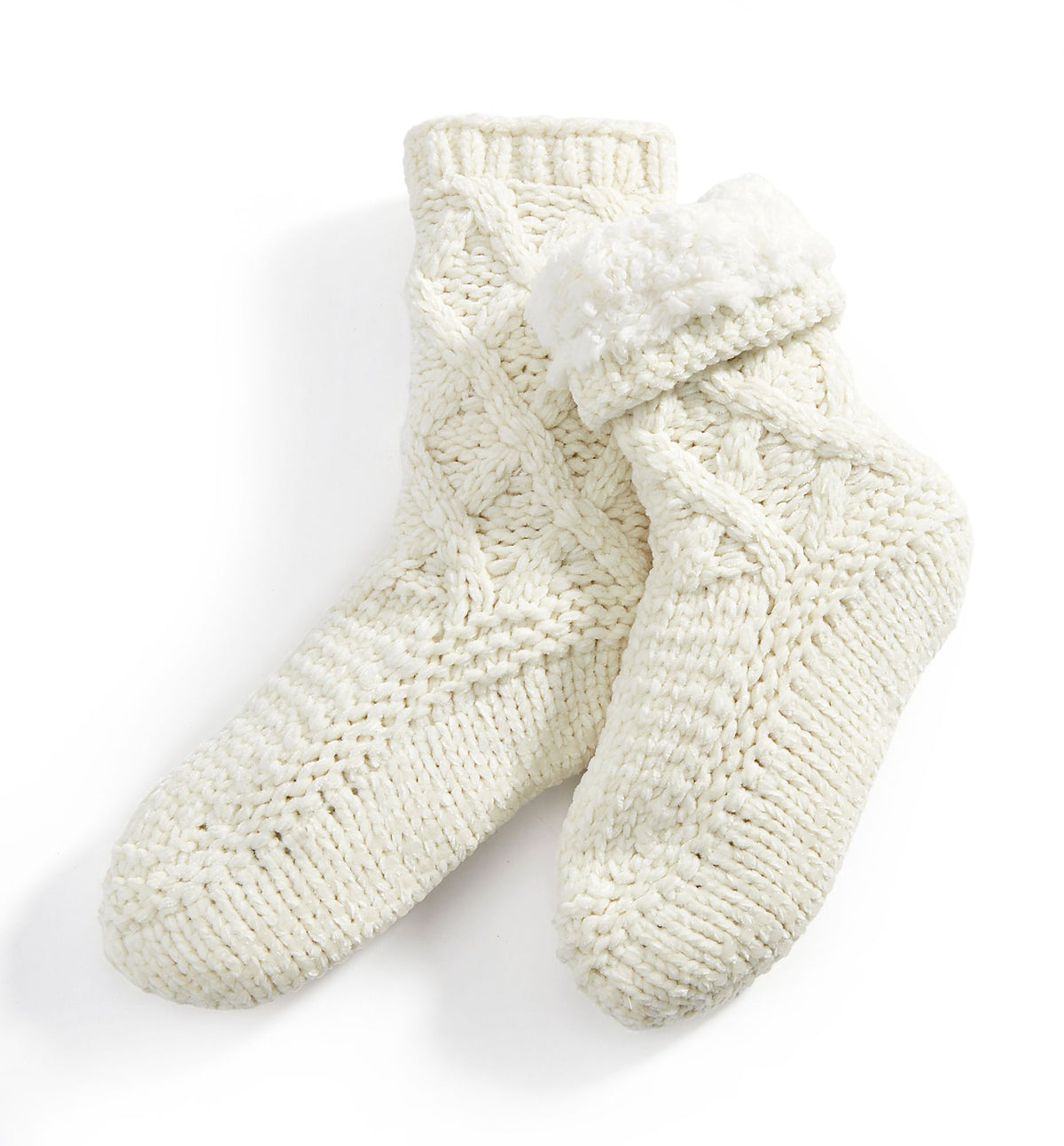White Knit Chenille Reading Sock