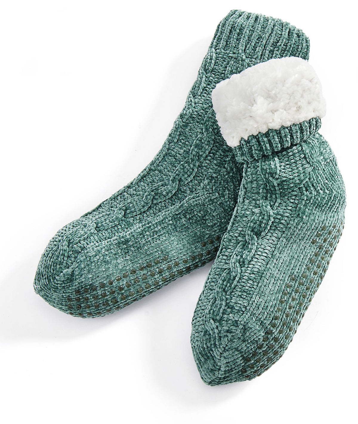 Teal Cable Knit Chenille Reading Sock