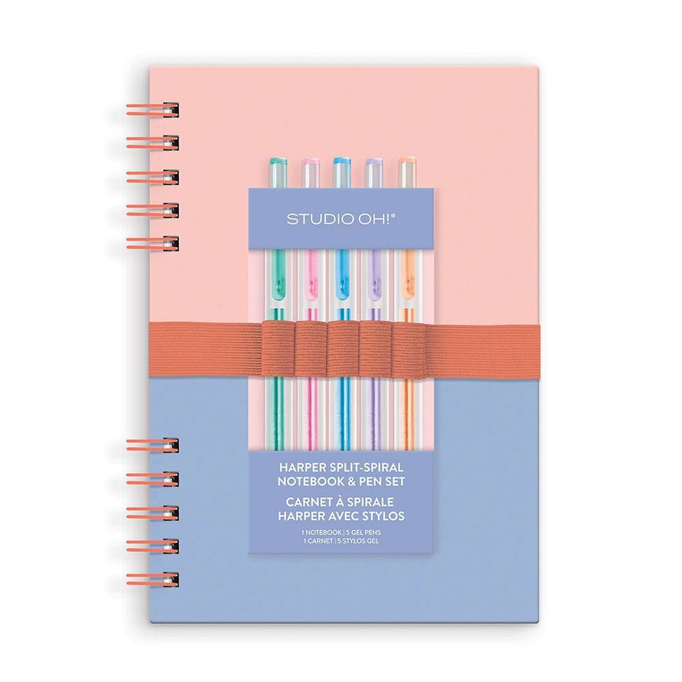 Coral and Salt Water Harper Split-Spiral Notebook and Pen Set