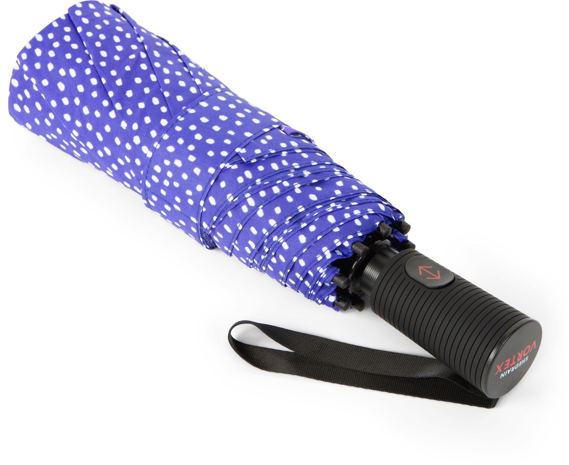 Blue Vanilla Bean Dot ShedRain Vortex Auto Open and Close Vented Umbrella