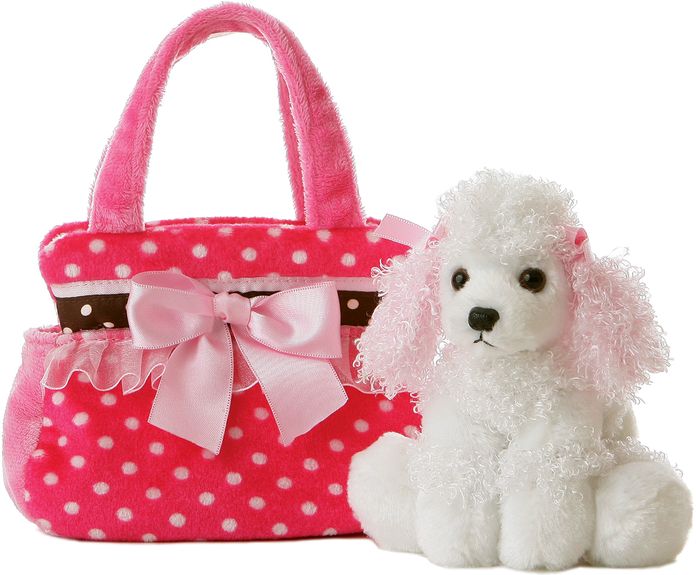 Fancy Pink Polka Dot Pet Carrier w/ Poodle
