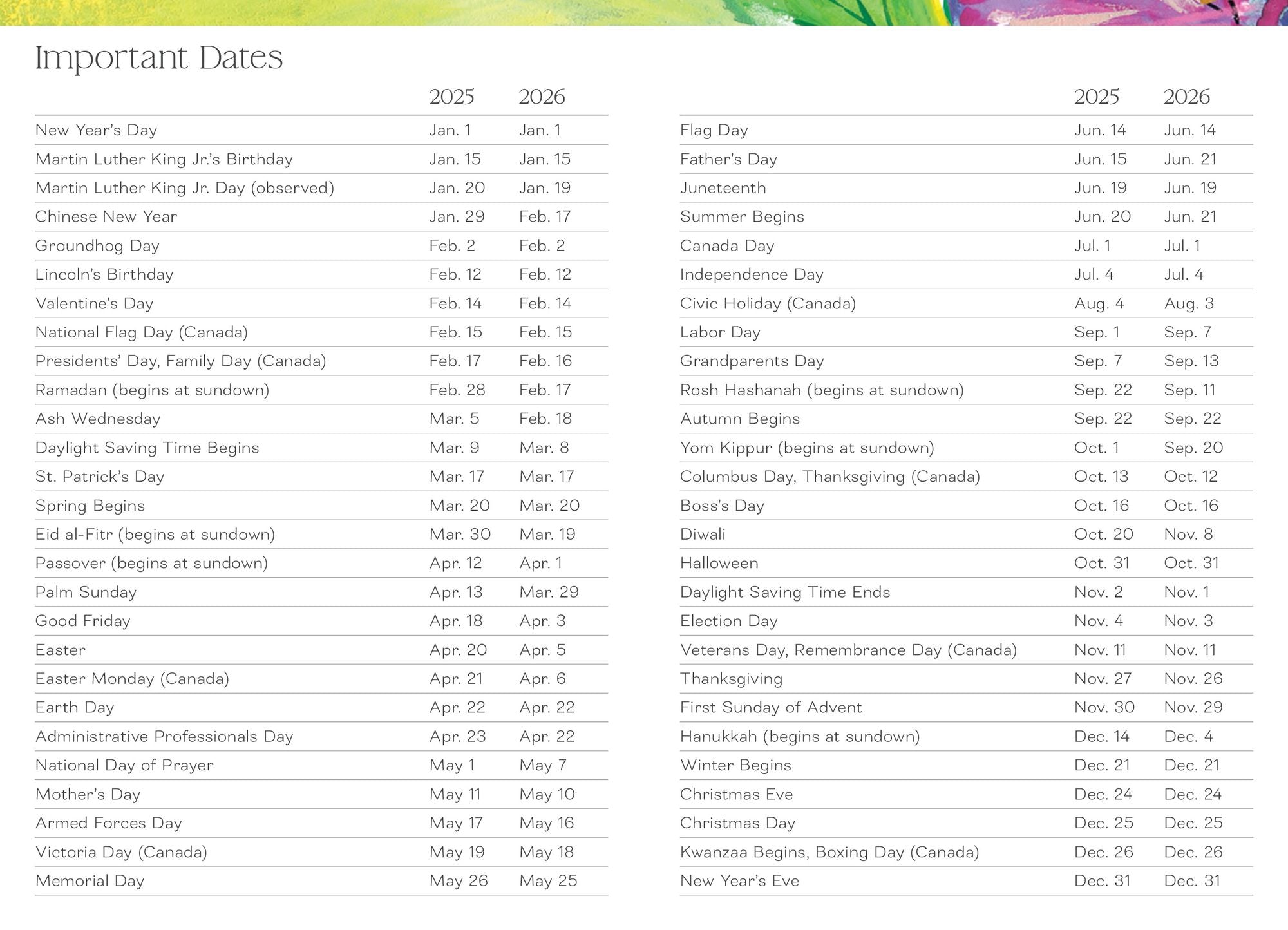 2025-2026 Super Pocket Planner Hummingbird Floral