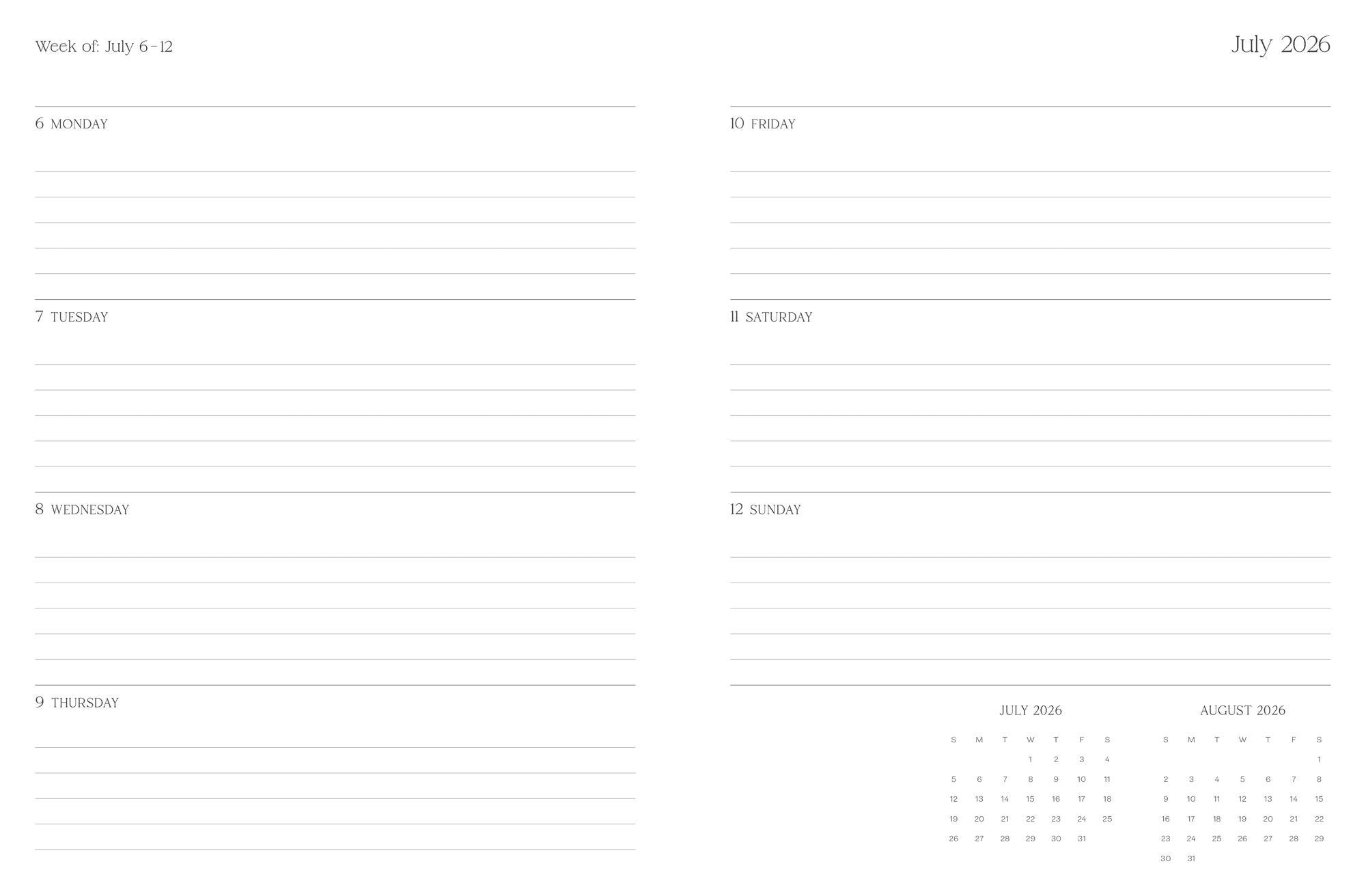 2025-2026 Weekly Planner Merry Mushroom