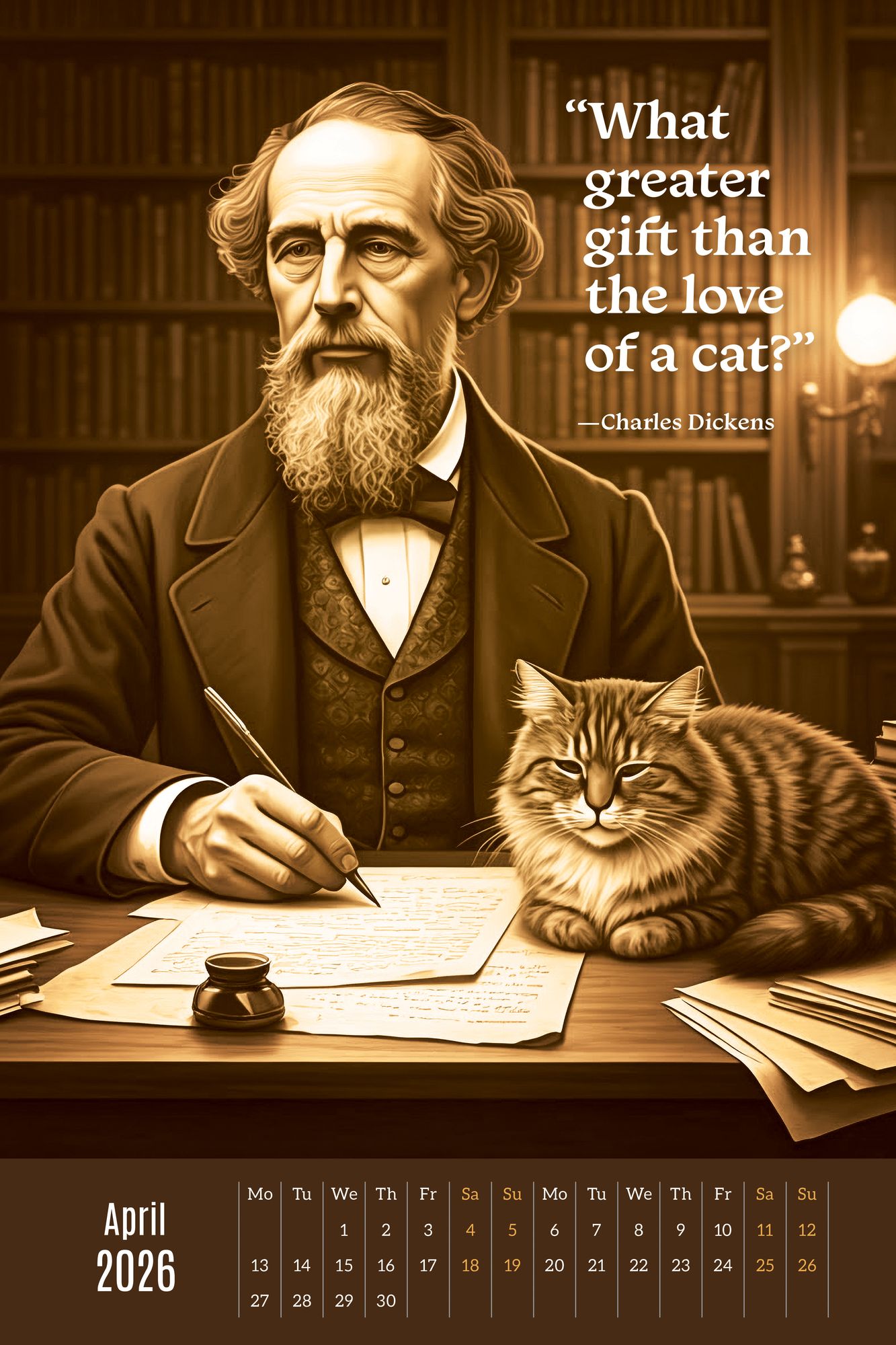 2026 AUTHORS & CATS OVERSIZED WALL CALENDAR - Exclusive