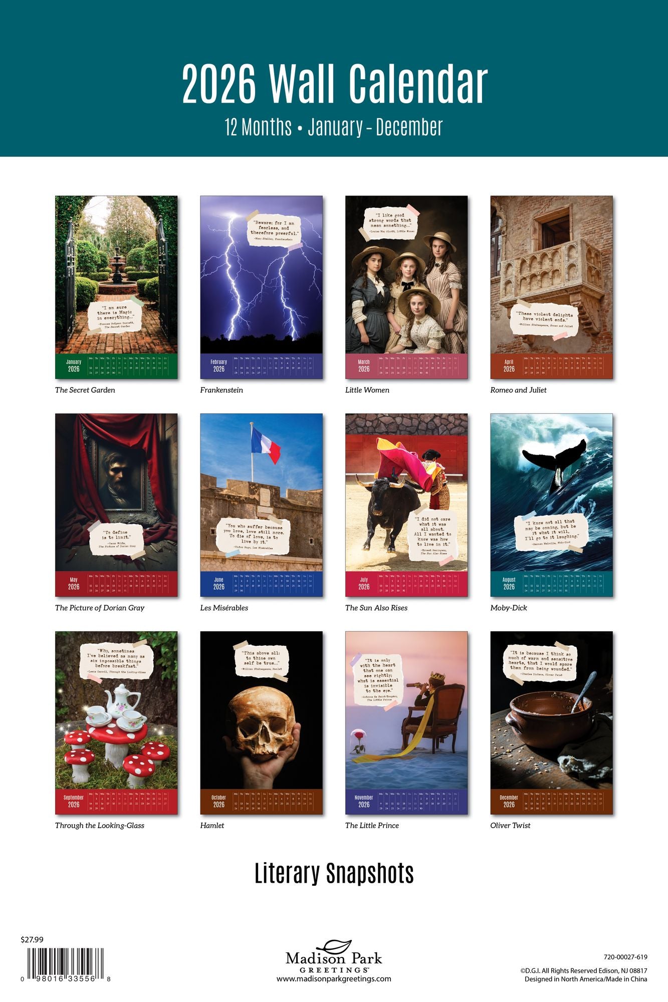 2026 LITERARY SNAPSHOTS OVERSIZED WALL CALENDAR - Exclusive