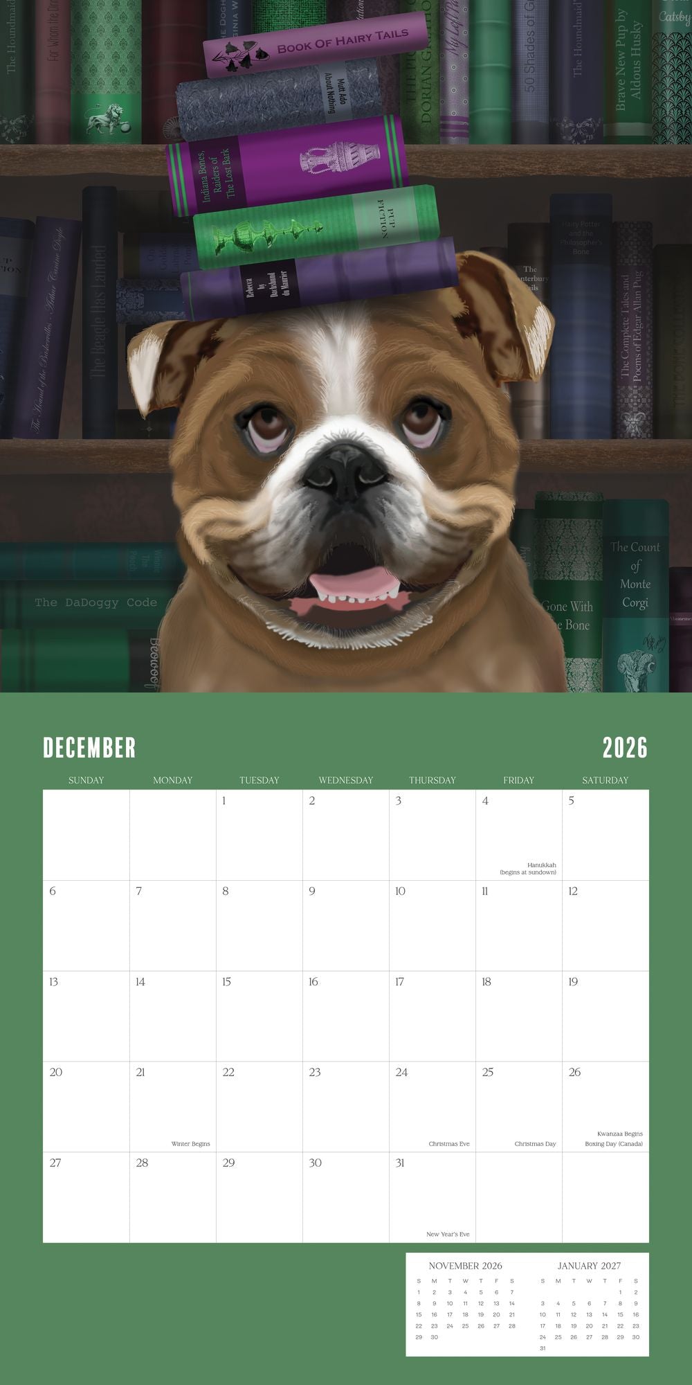 2026 DOGS & BOOKS STANDARD WALL CALENDAR - Exclusive