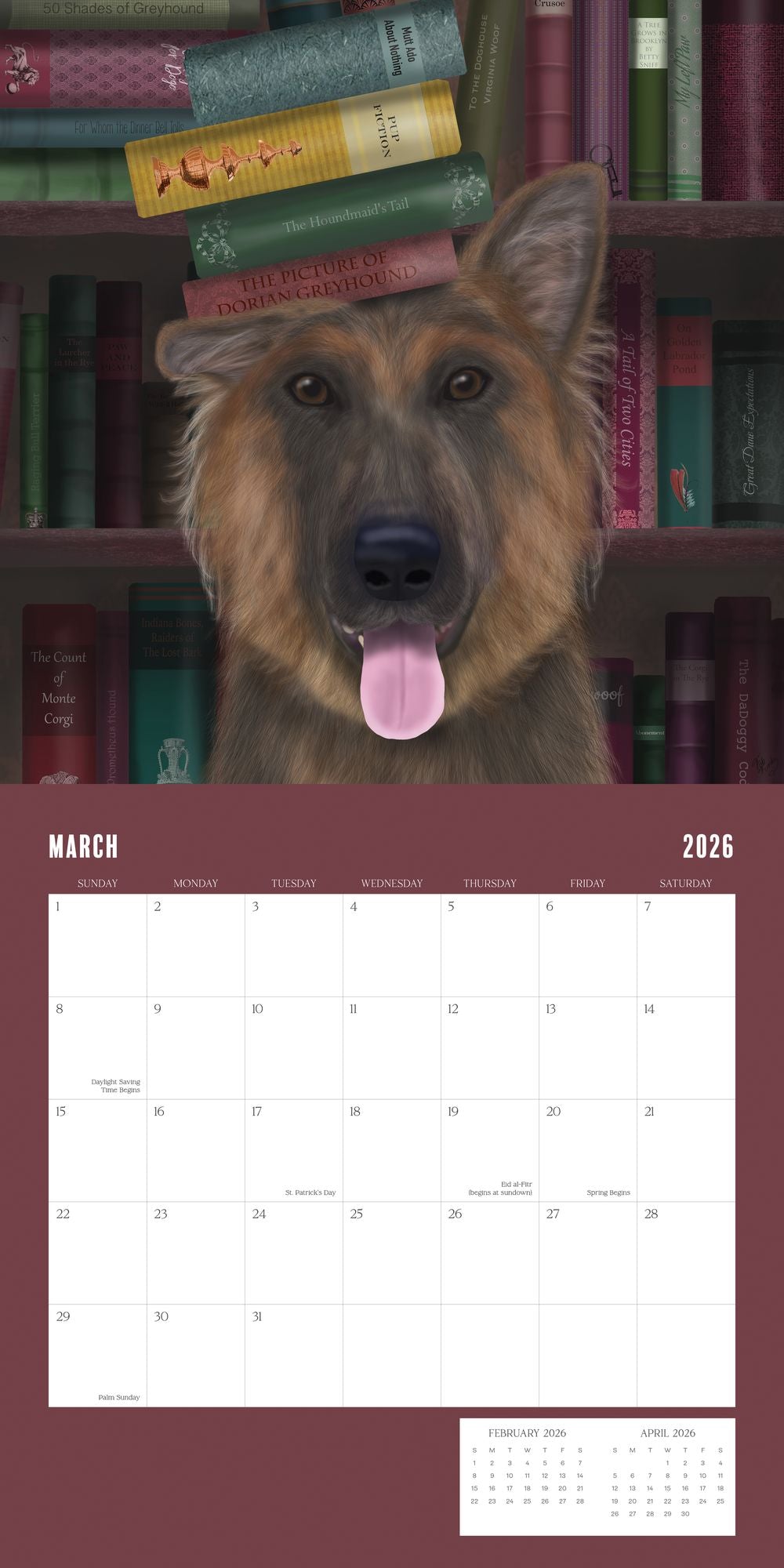 2026 DOGS & BOOKS STANDARD WALL CALENDAR - Exclusive
