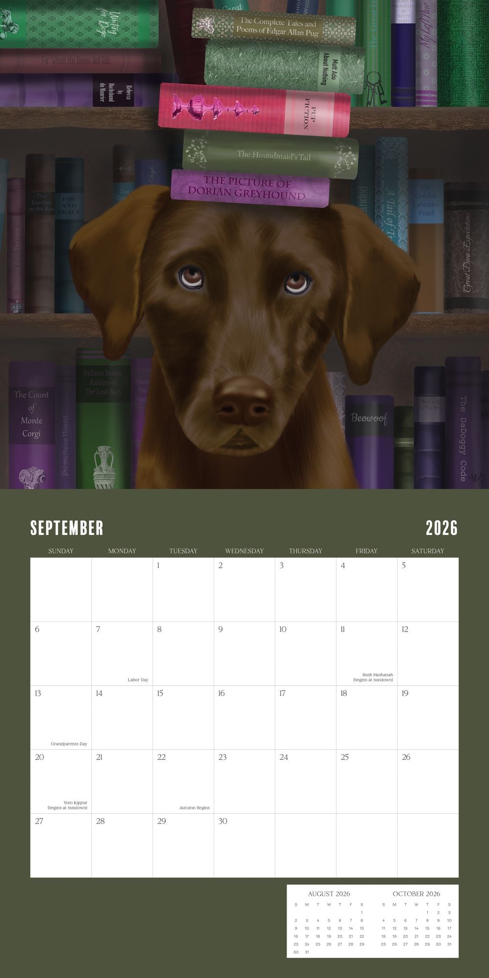2026 DOGS & BOOKS STANDARD WALL CALENDAR - Exclusive