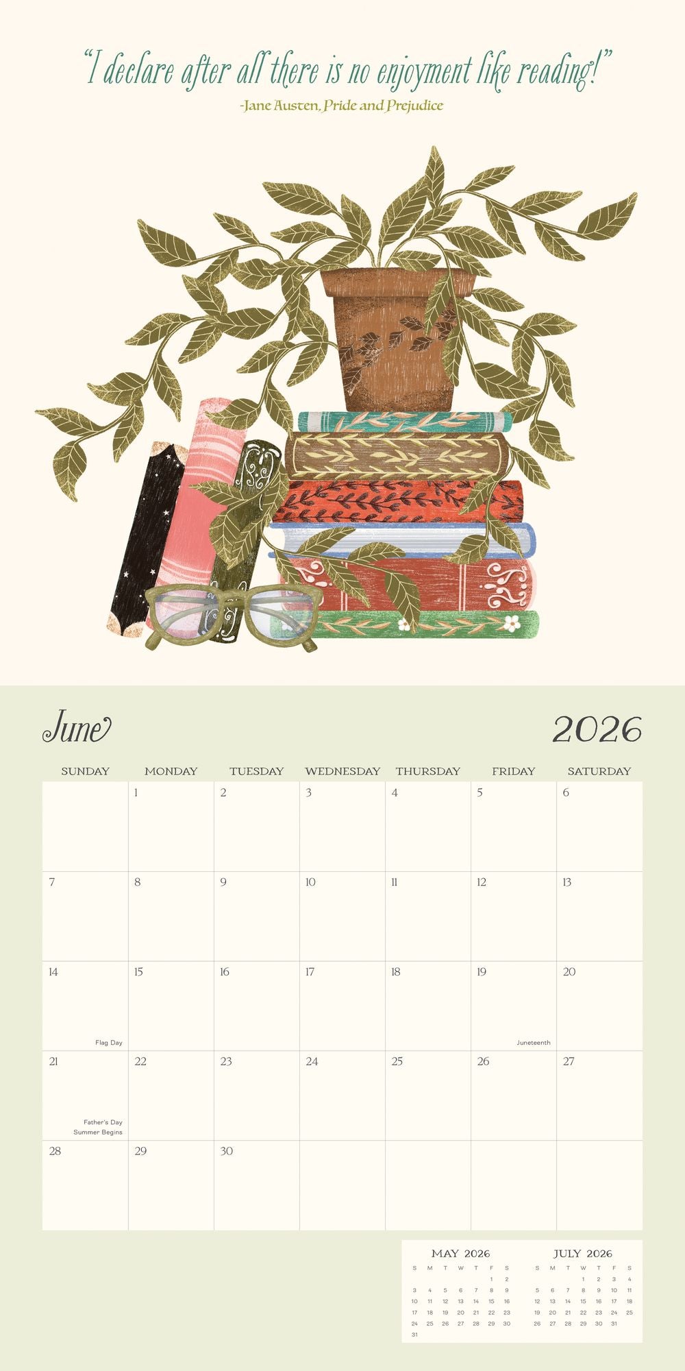 2026 BOOKS & FLOWERS STANDARD WALL CALENDAR - Exclusive