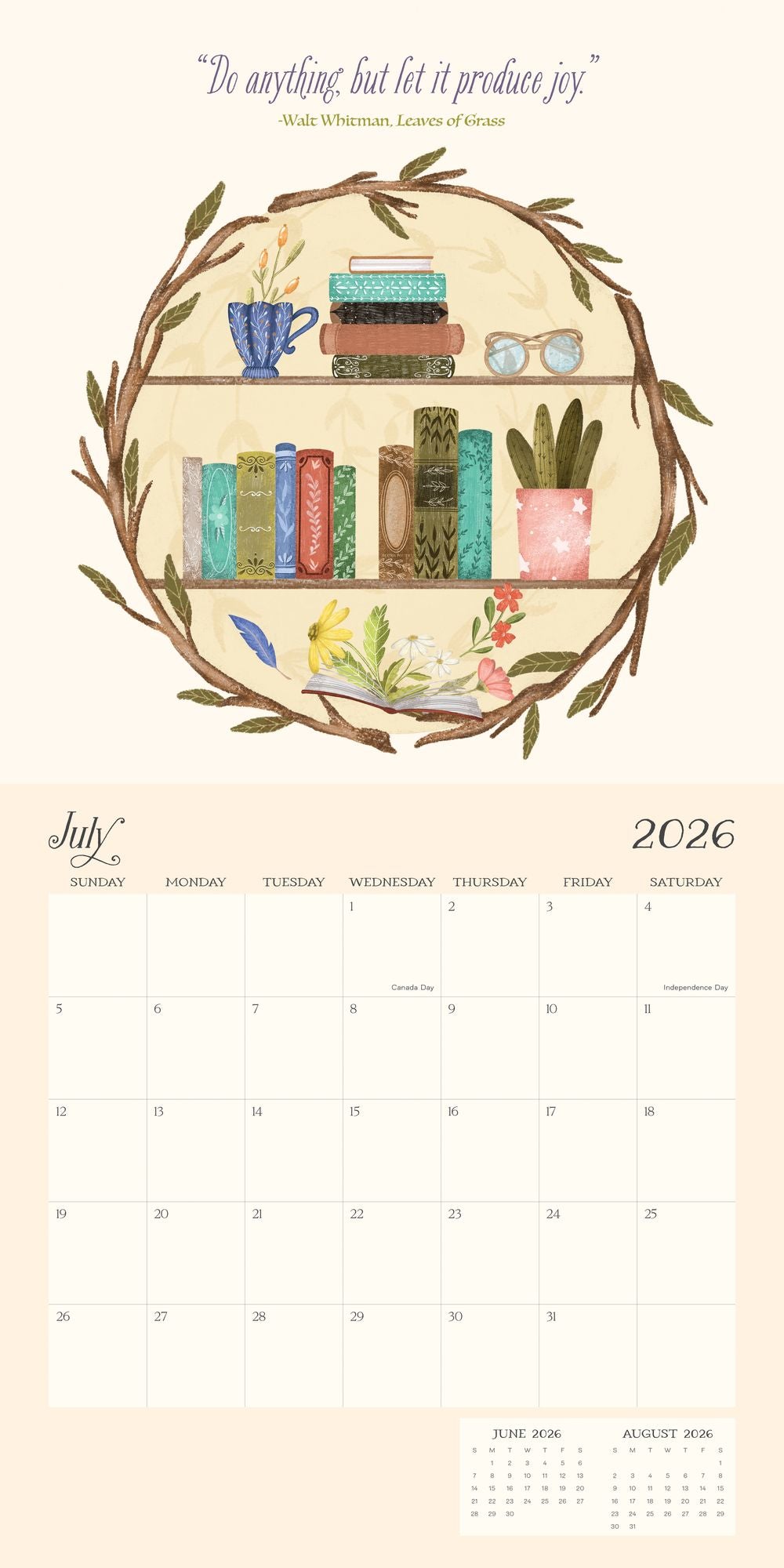 2026 BOOKS & FLOWERS STANDARD WALL CALENDAR - Exclusive