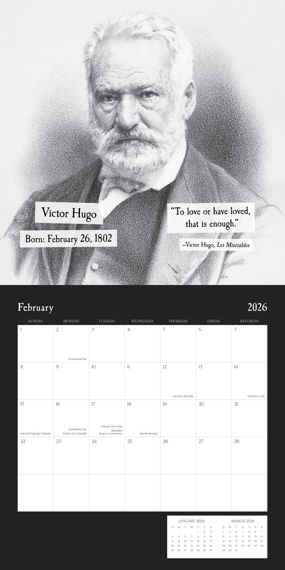2026 AUTHORS BIRTHDAYS STANDARD WALL CALENDAR - Exclusive