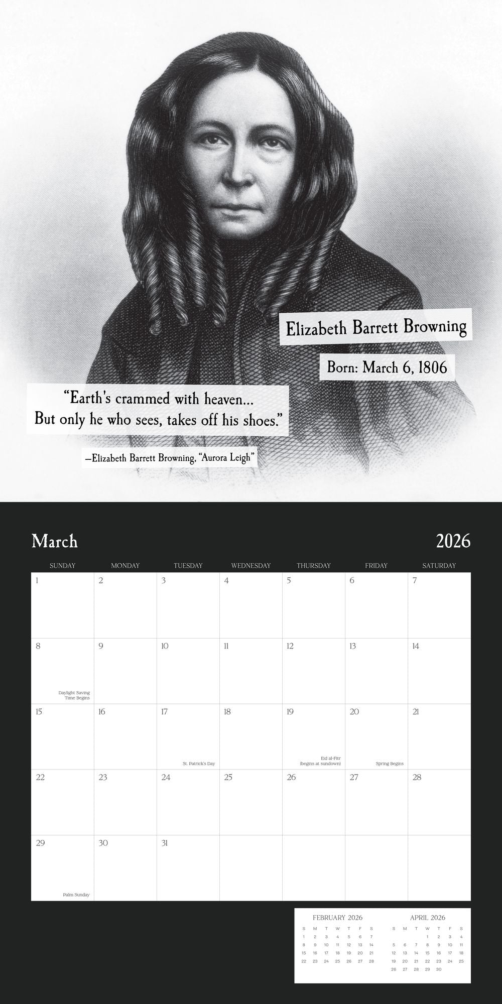 2026 AUTHORS BIRTHDAYS STANDARD WALL CALENDAR - Exclusive