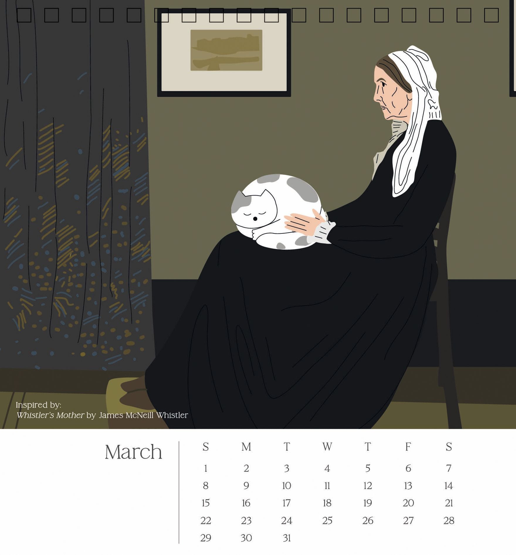 2026 CATS IN ART SPIRAL TOP DESK CALENDAR - Exclusive