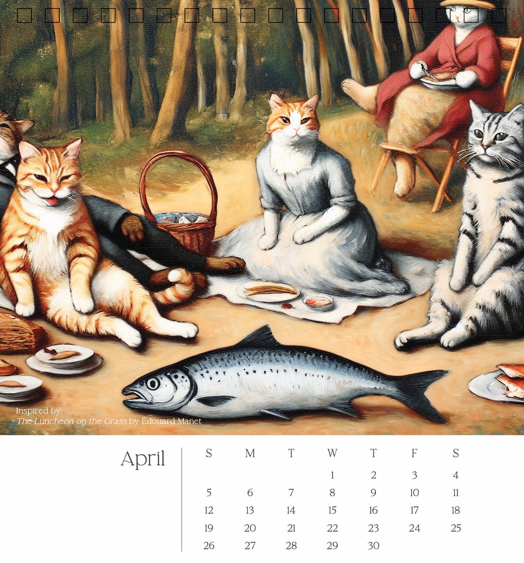2026 CATS IN ART SPIRAL TOP DESK CALENDAR - Exclusive