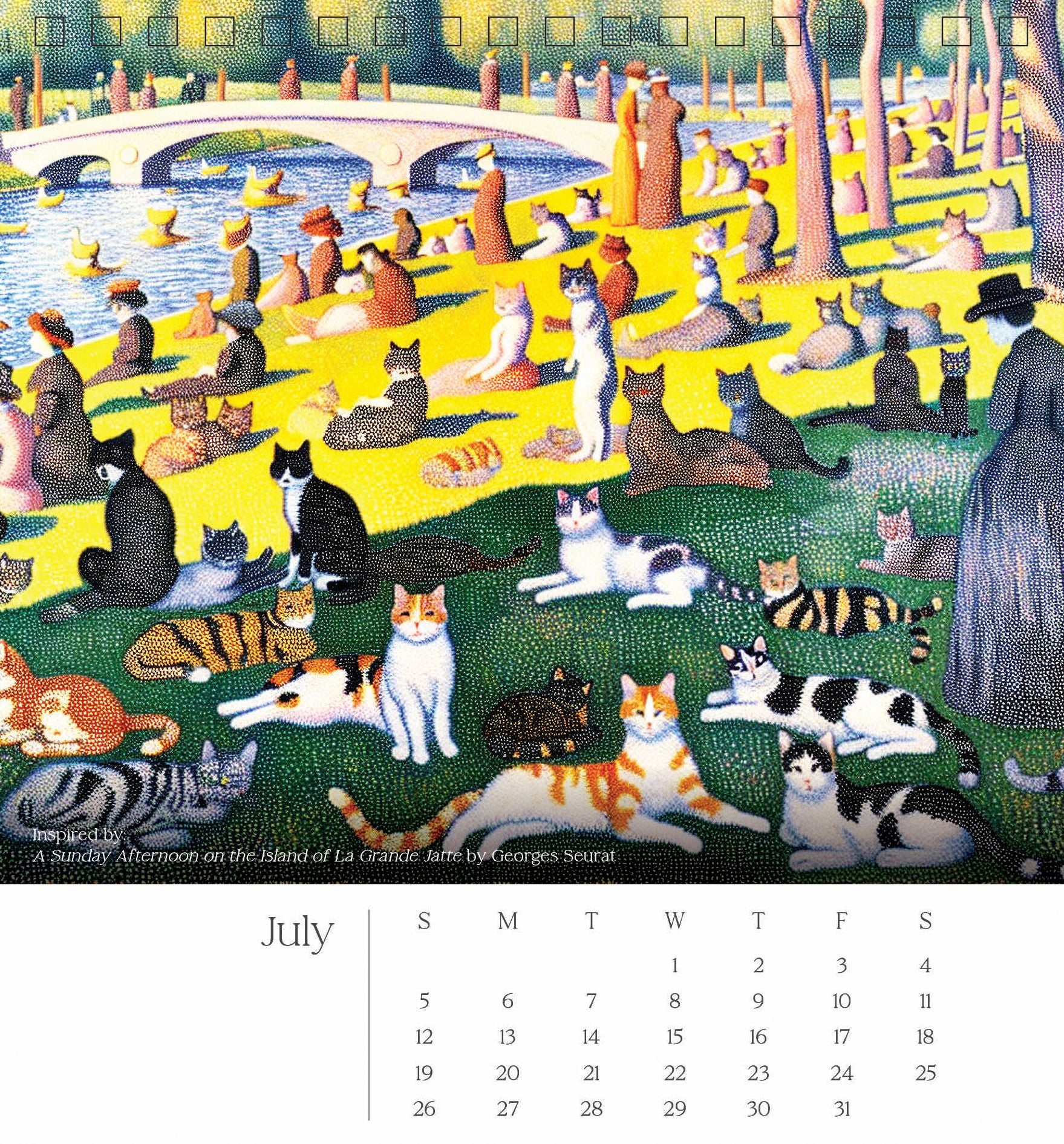 2026 CATS IN ART SPIRAL TOP DESK CALENDAR - Exclusive