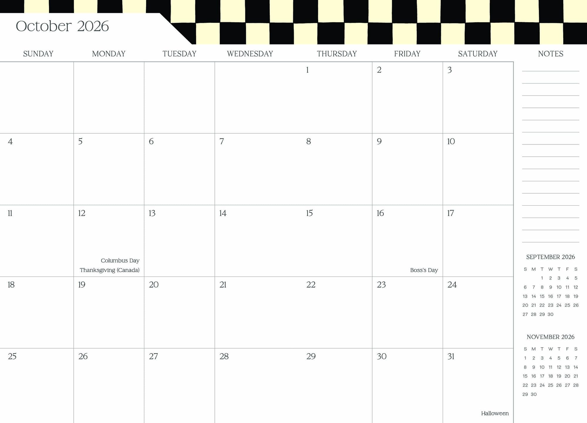 2026-2027 Super Pocket Planner Checker Cats