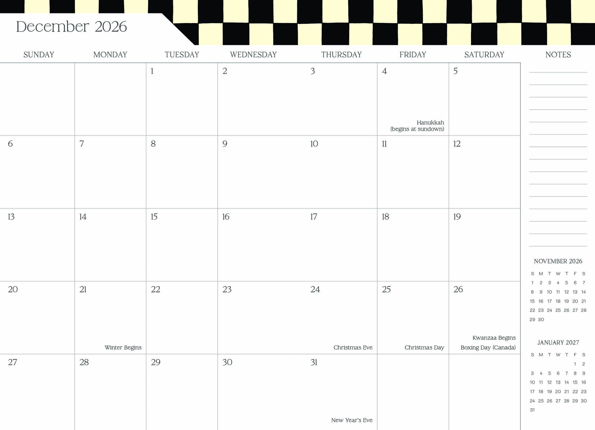 2026-2027 Super Pocket Planner Checker Cats