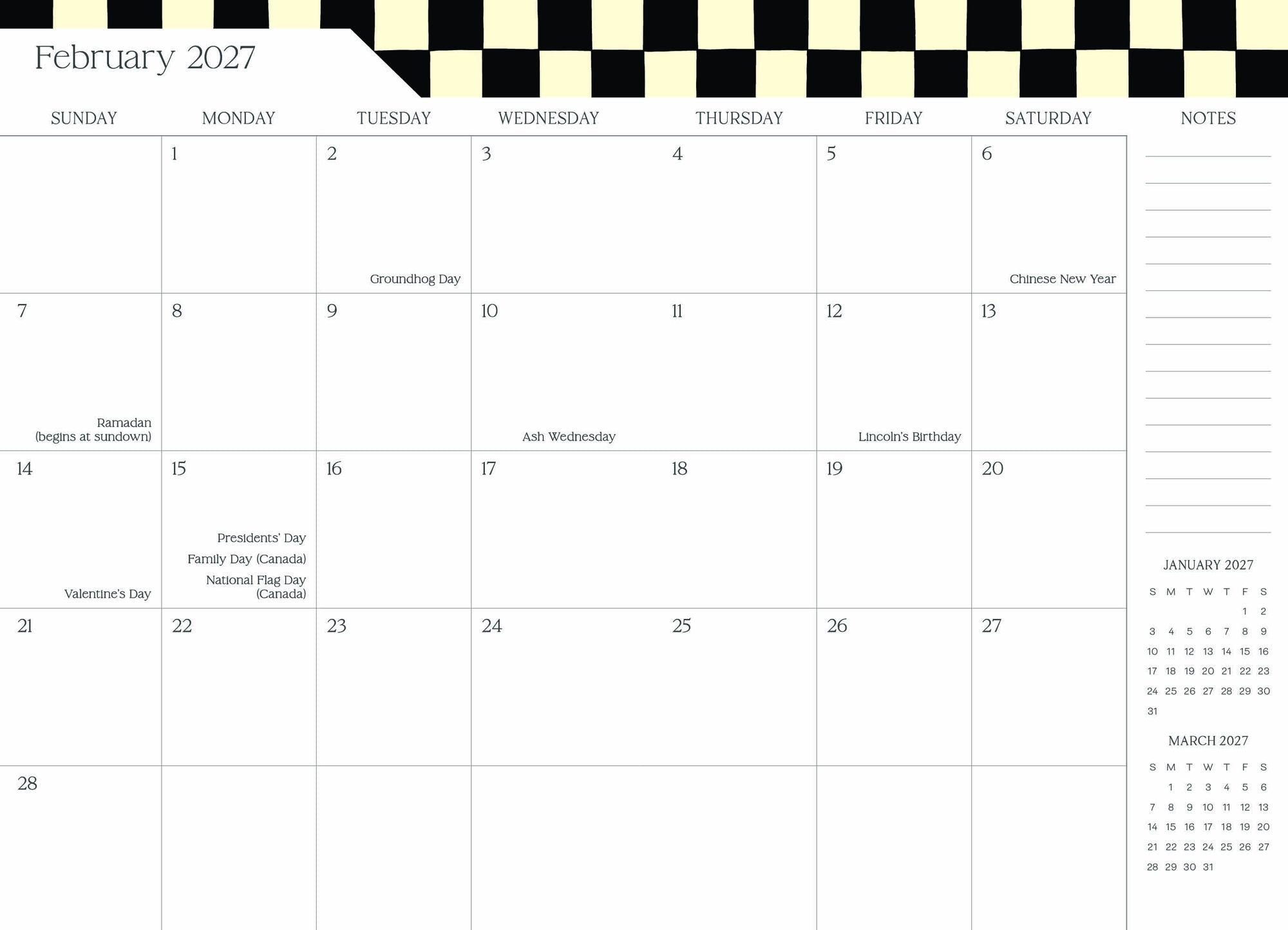 2026-2027 Super Pocket Planner Checker Cats