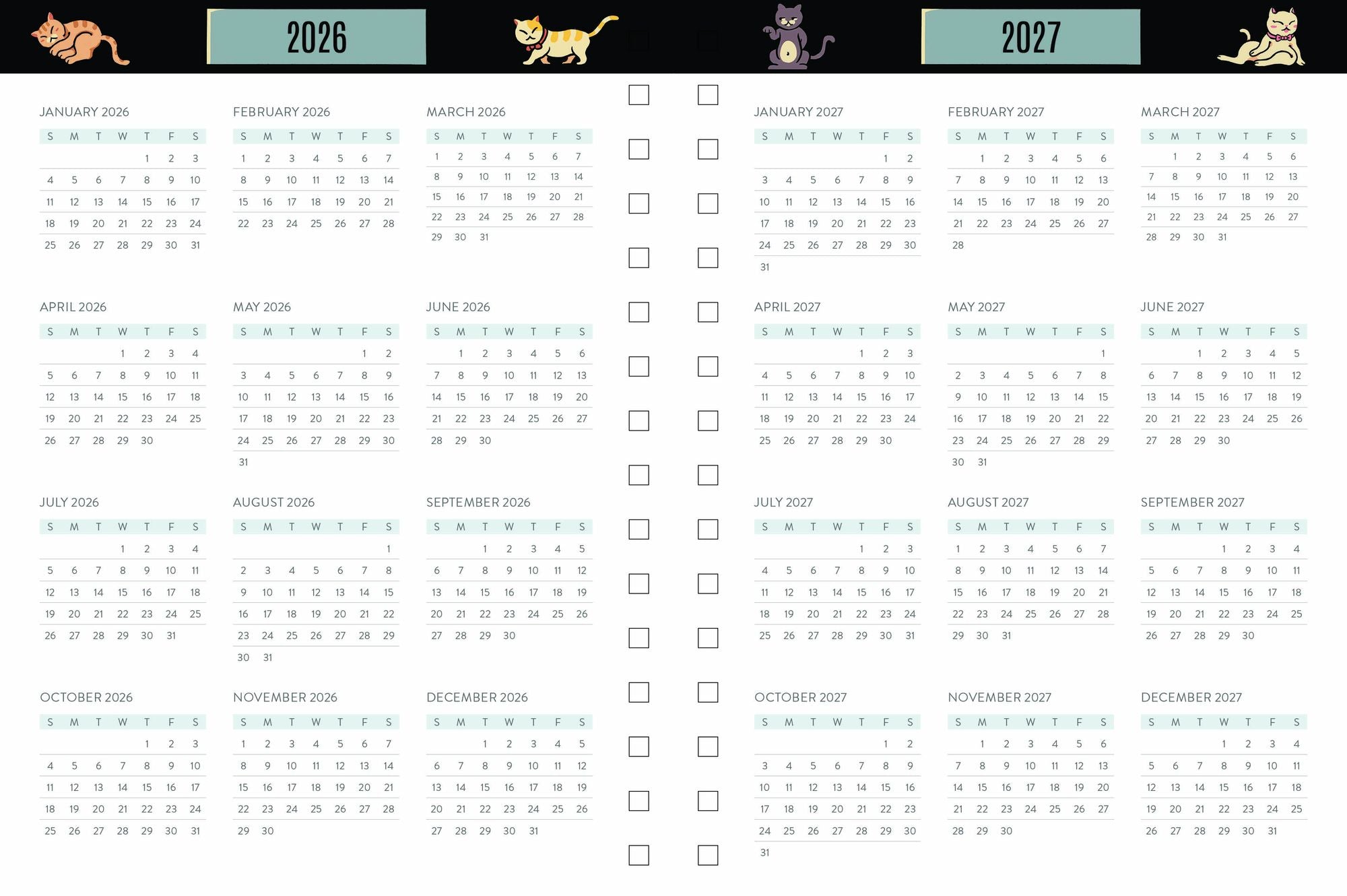 2026-2027 Chunky Planner Cat Café
