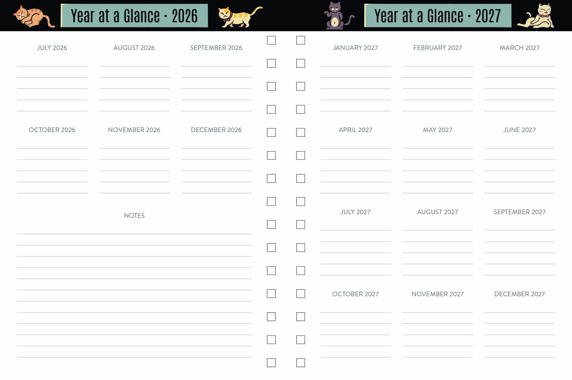 2026-2027 Chunky Planner Cat Café