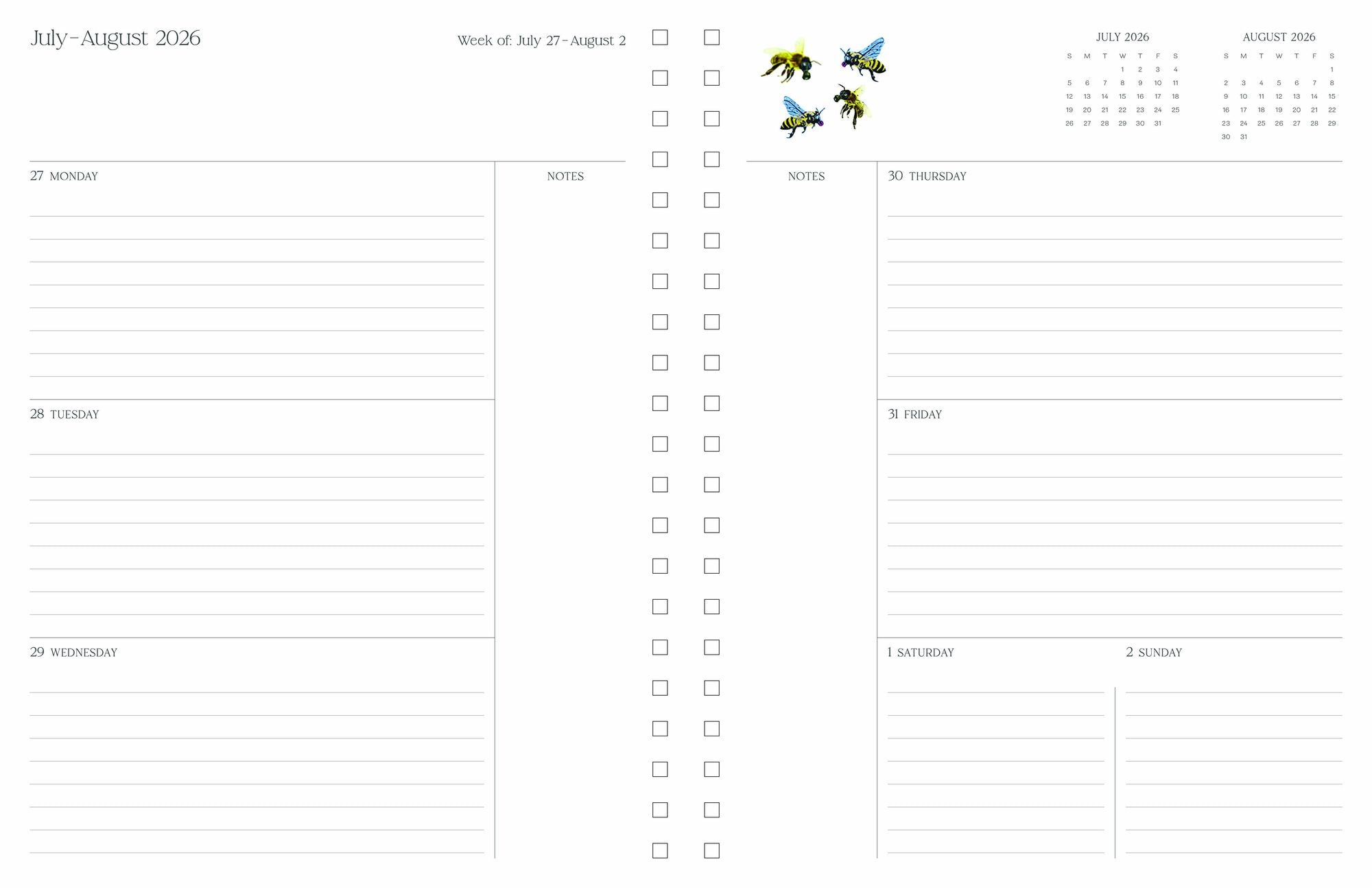 2026-2027 Ultimate Planner Sunflower Bees