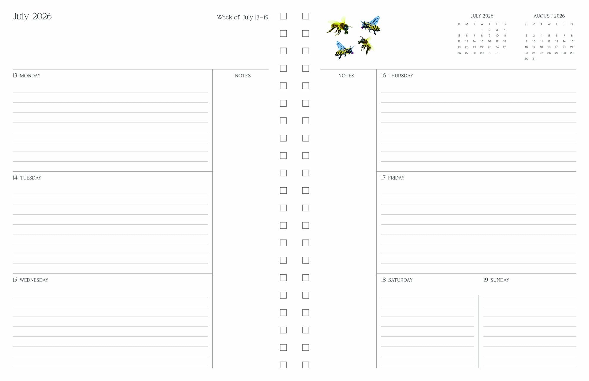 2026-2027 Ultimate Planner Sunflower Bees