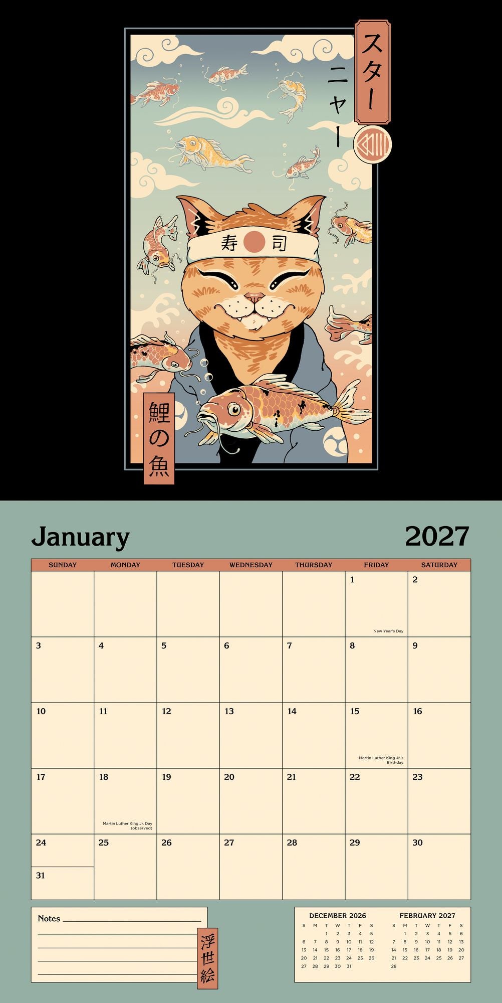 2027 Wall Calendar - Vincent Trinidad Cats