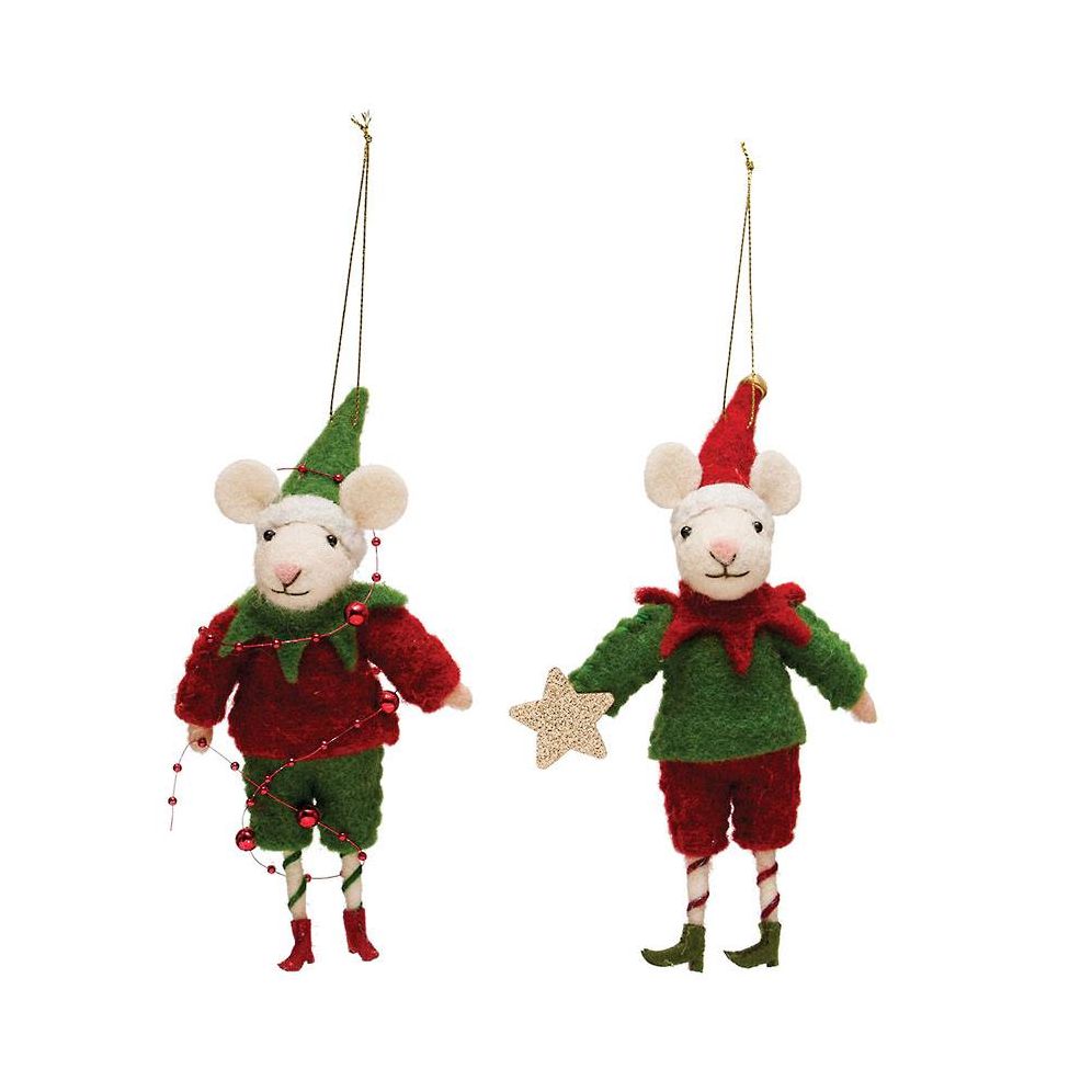 Wool Felt Elf Mouse Ornament