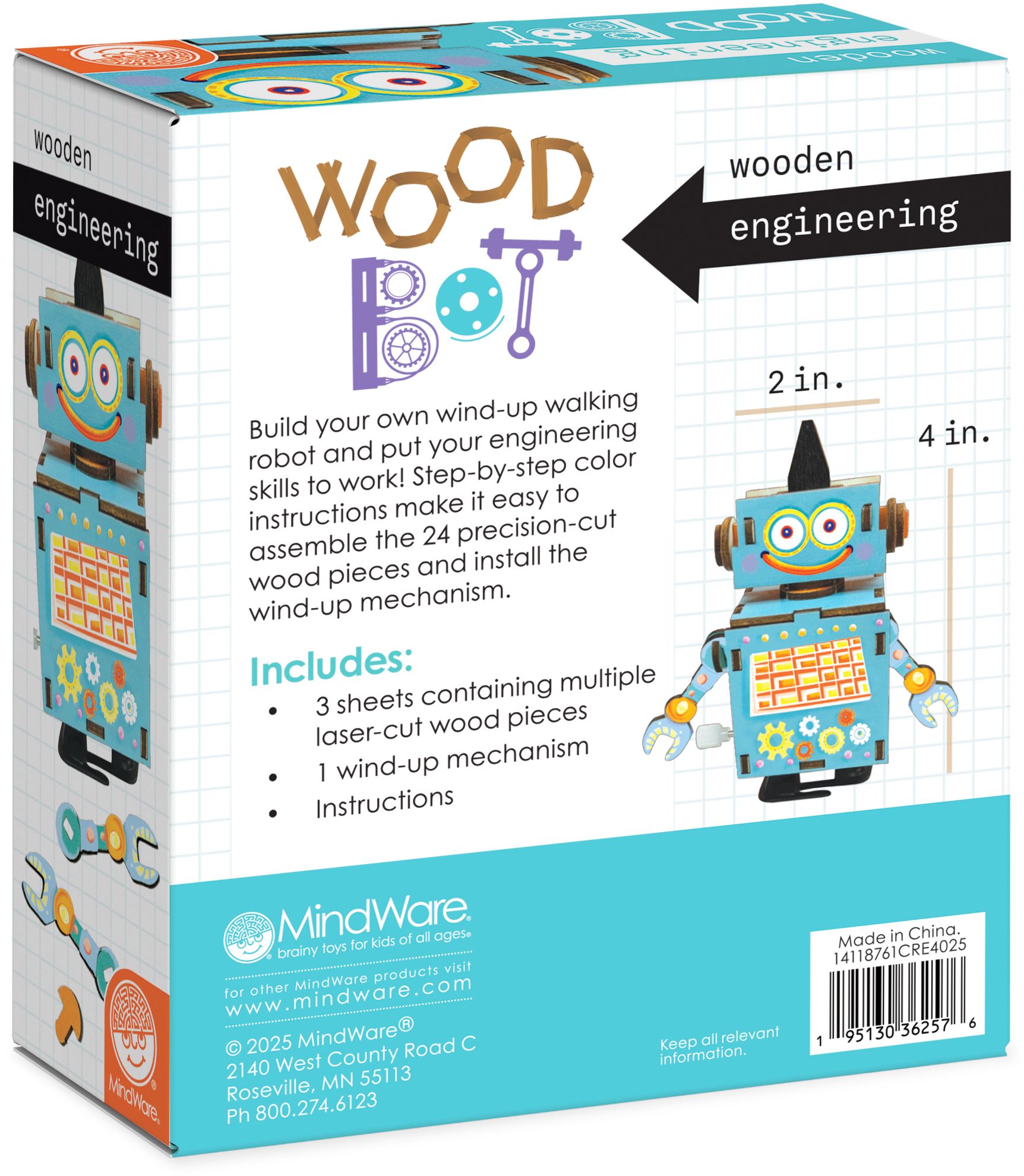 Wooden Engineering Robot Blue