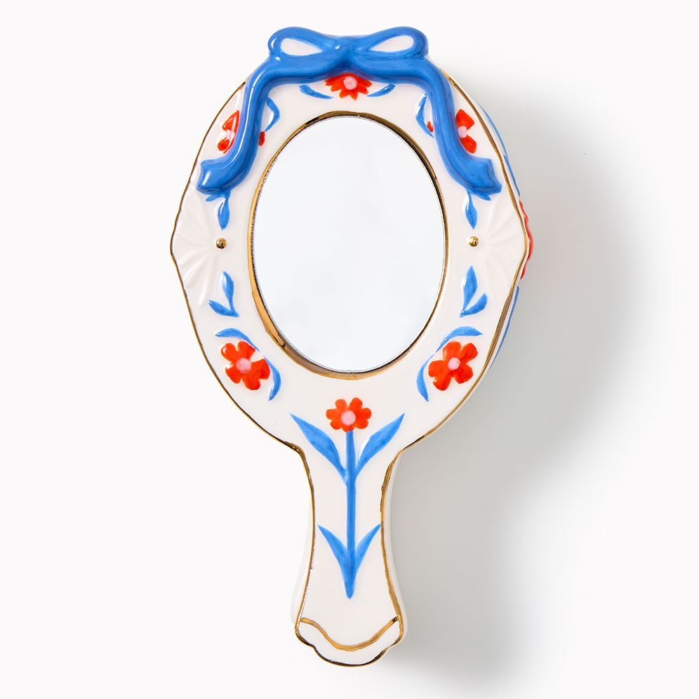 Floral Mirror Lidded Trinket Dish