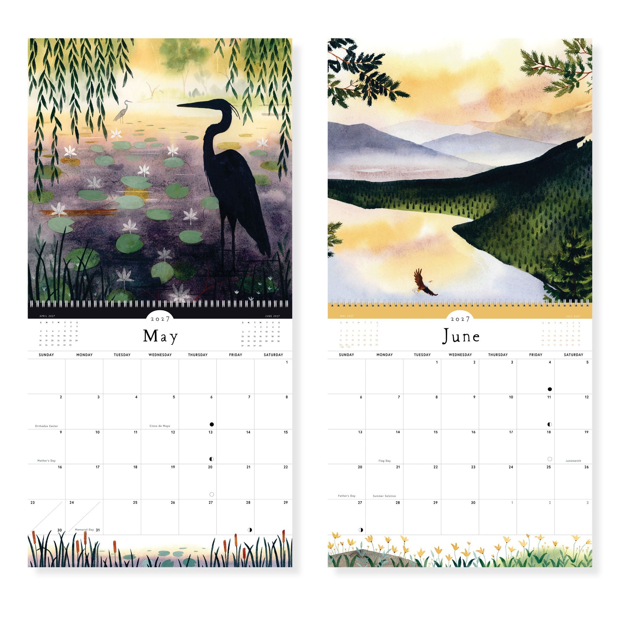 2027 Quiet Earth Watercolor Landscape Wall Calendar