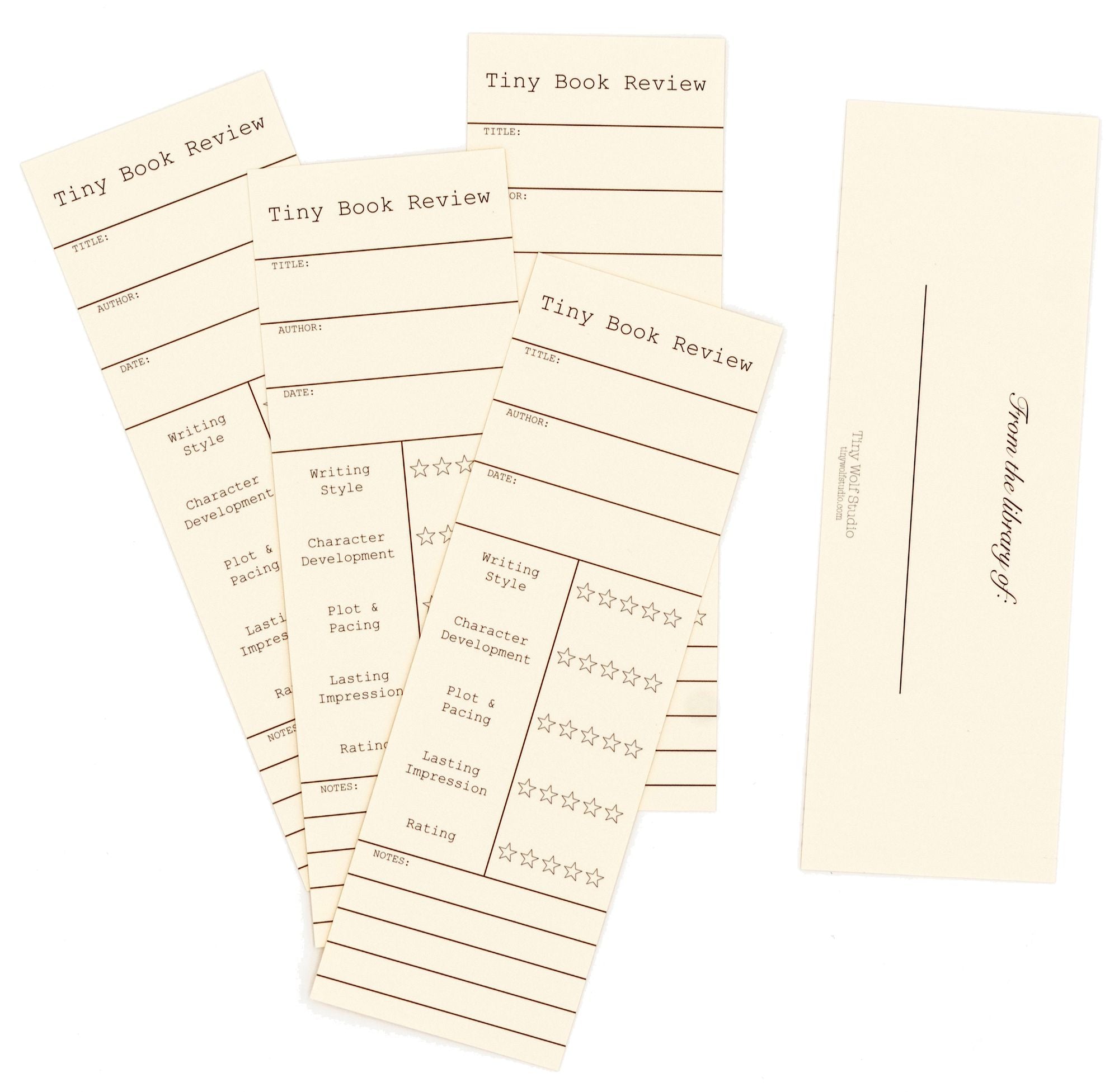 Tiny Book Review Bookmarks