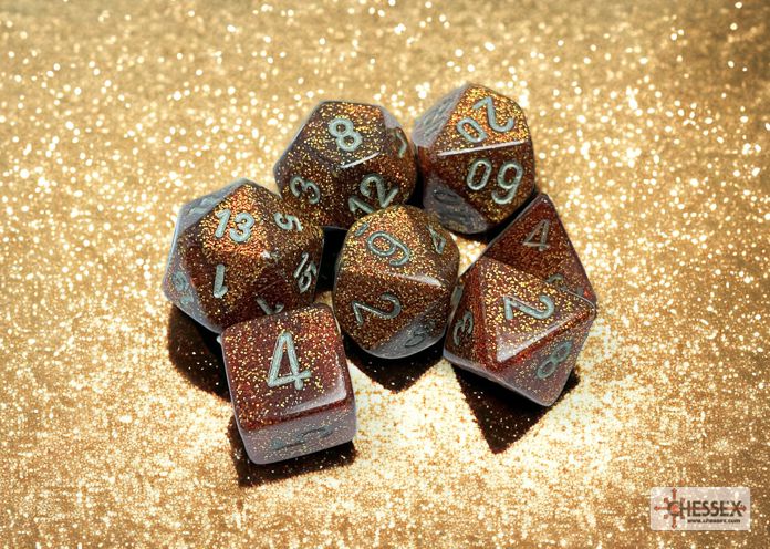 Glitter Polyhedral Gold/Silver 7-Die Set