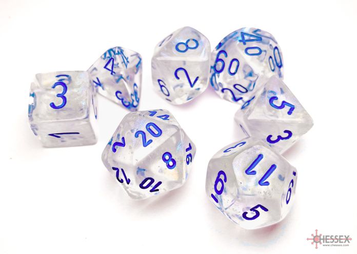 Borealis Polyhedral Icicle/light blue Luminary 7-Die Set