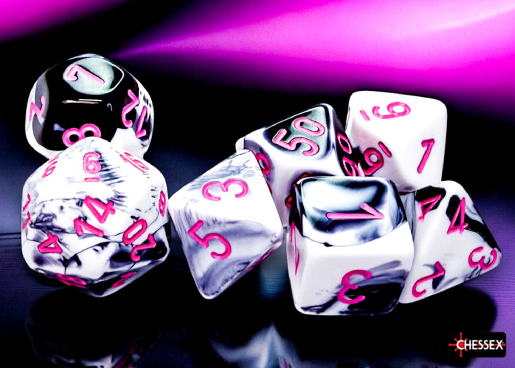 Gemini Polyhedral Black White/Pink by Chessex