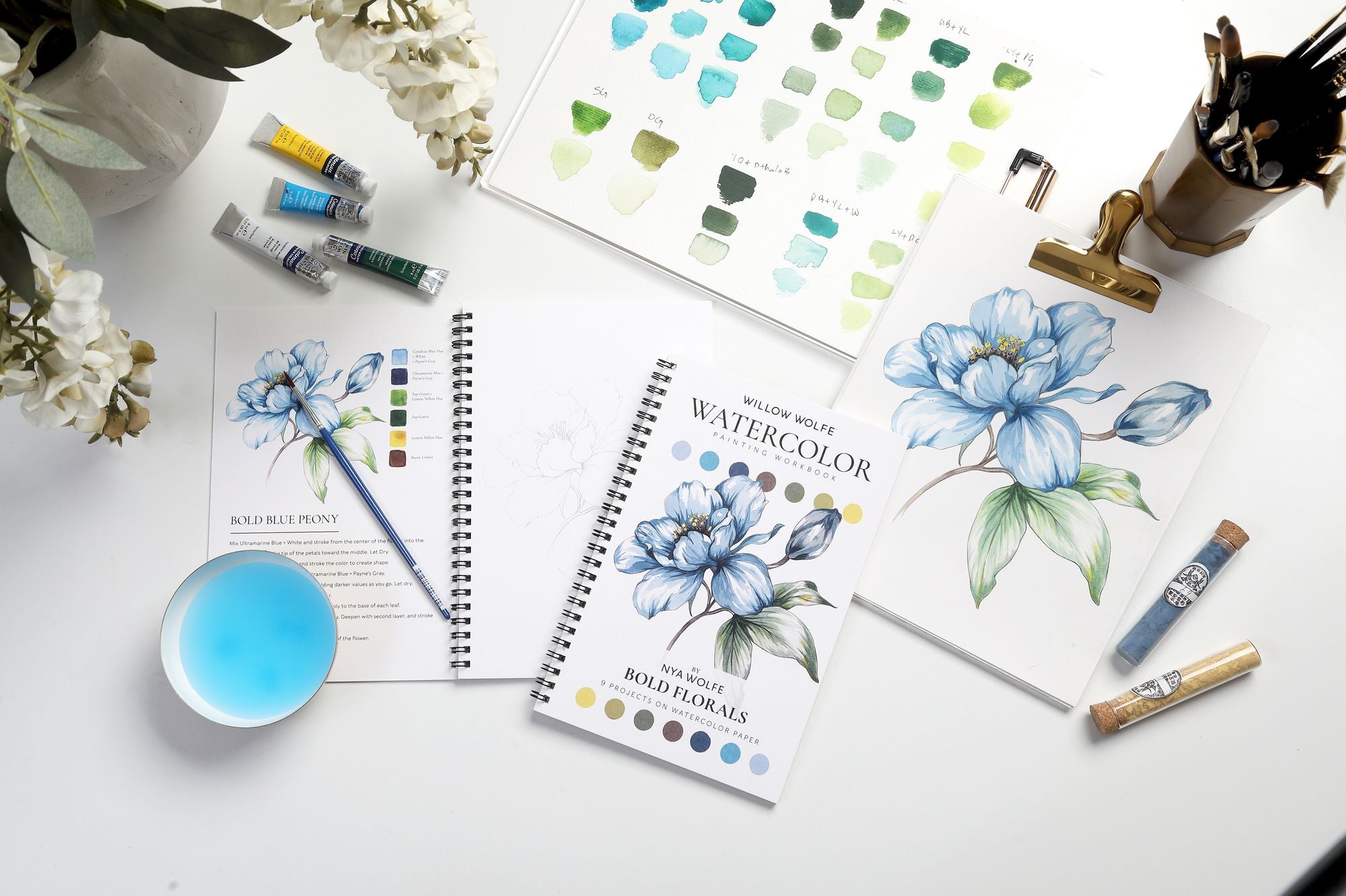 Bold Florals Willow Wolfe Watercolor Workboo