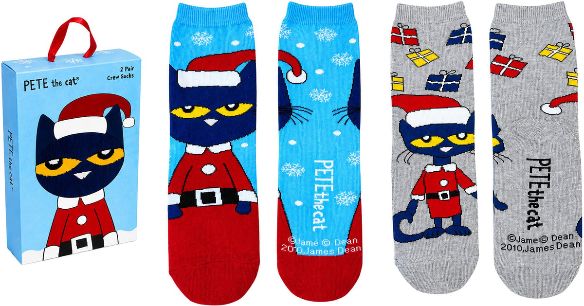 Pete the Cat Santa 2 Pair Kids Crew Sock Gift Set