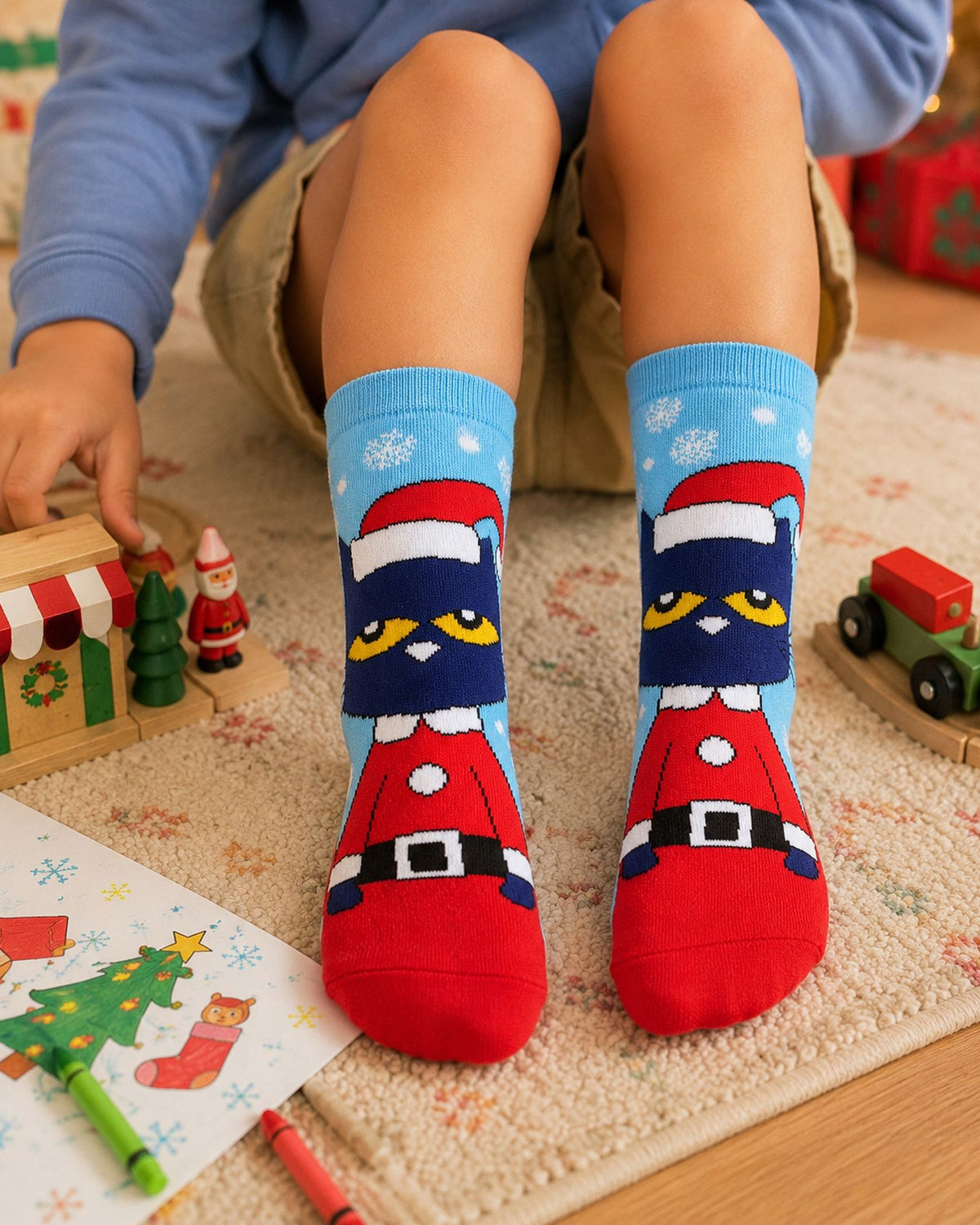 Pete the Cat Santa 2 Pair Kids Crew Sock Gift Set