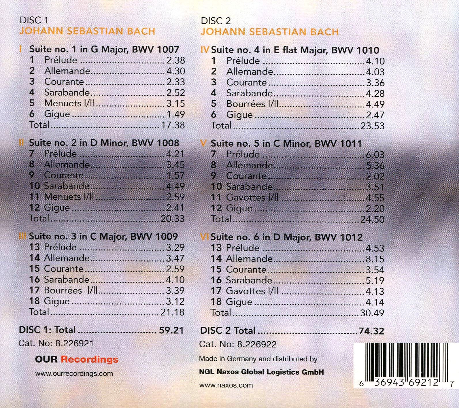 J.S. Bach: Six Suites for Cello Solo