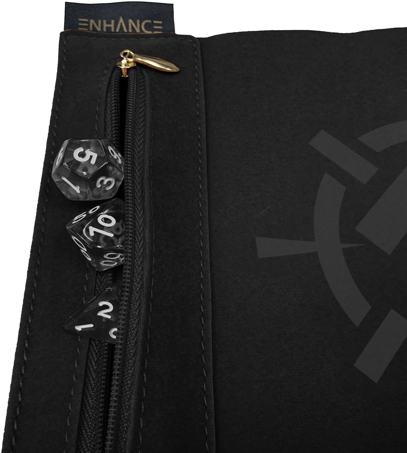 ROLL ON A SCROLL ACRYLIC DICE SET & CASE BLACK