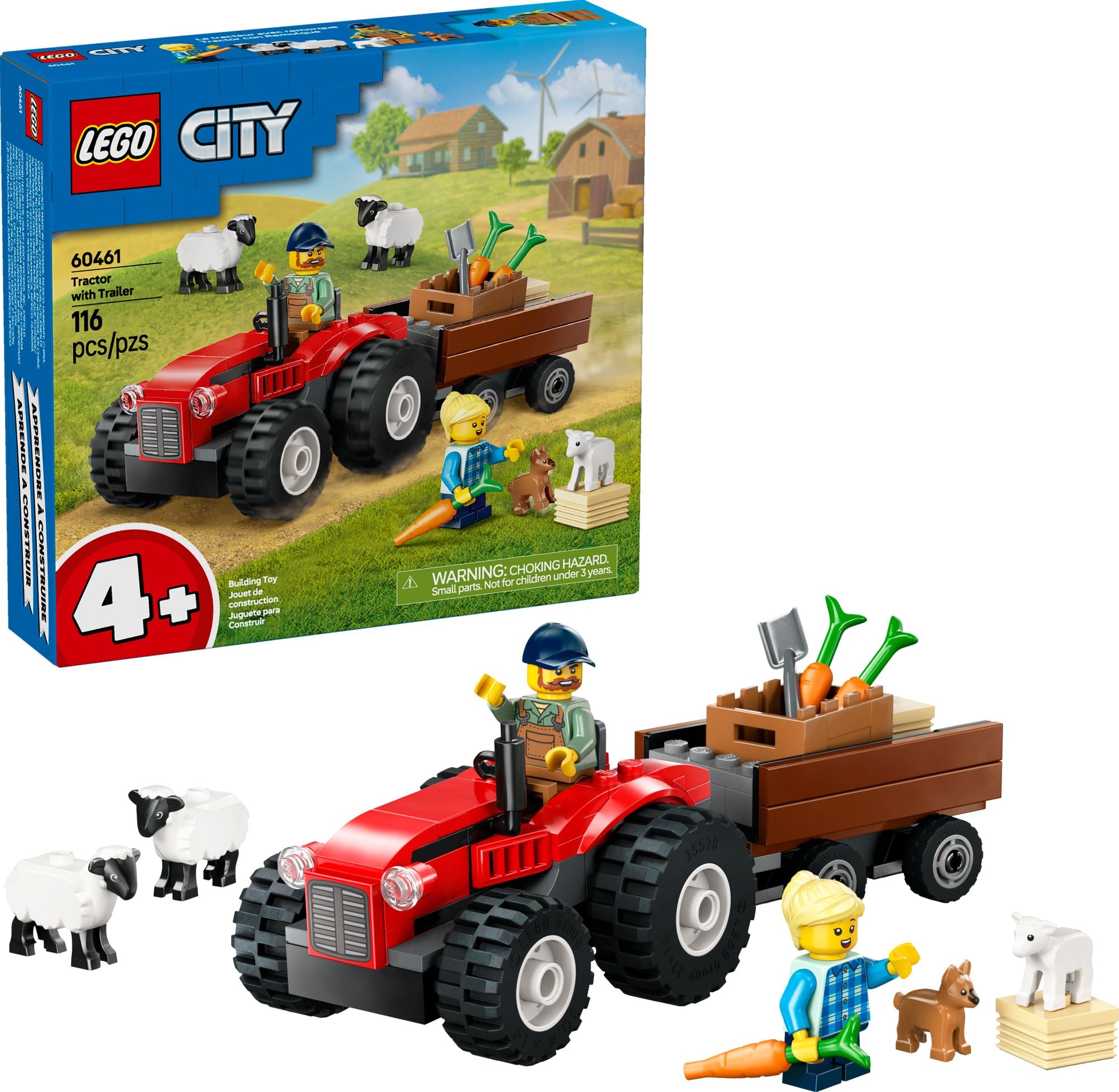 LEGO City Great Vehicles Red Farm Tractor with Trailer & Sheep 60461