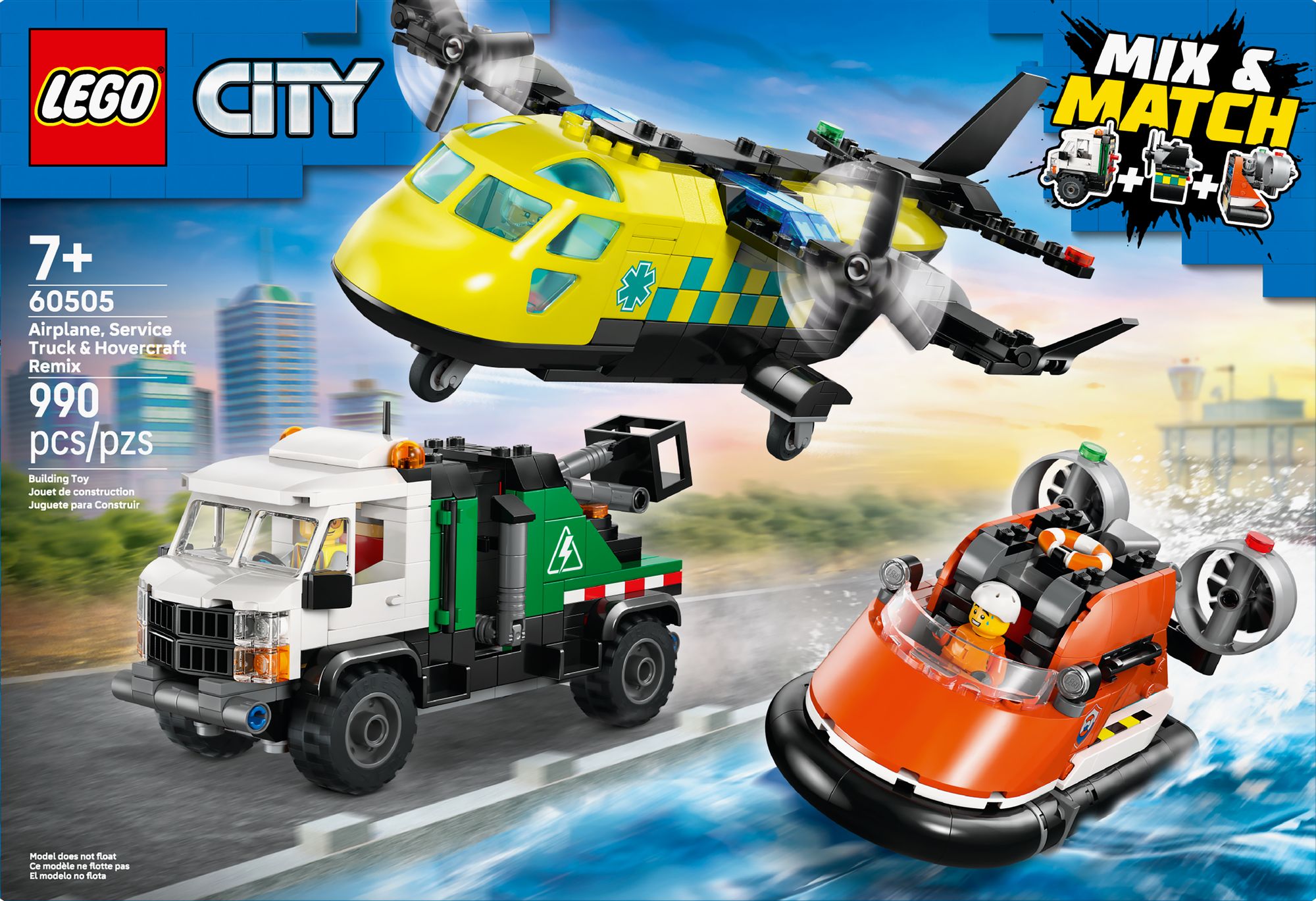 LEGO City Airplane, Service Truck & Hovercraft Remix 60505
