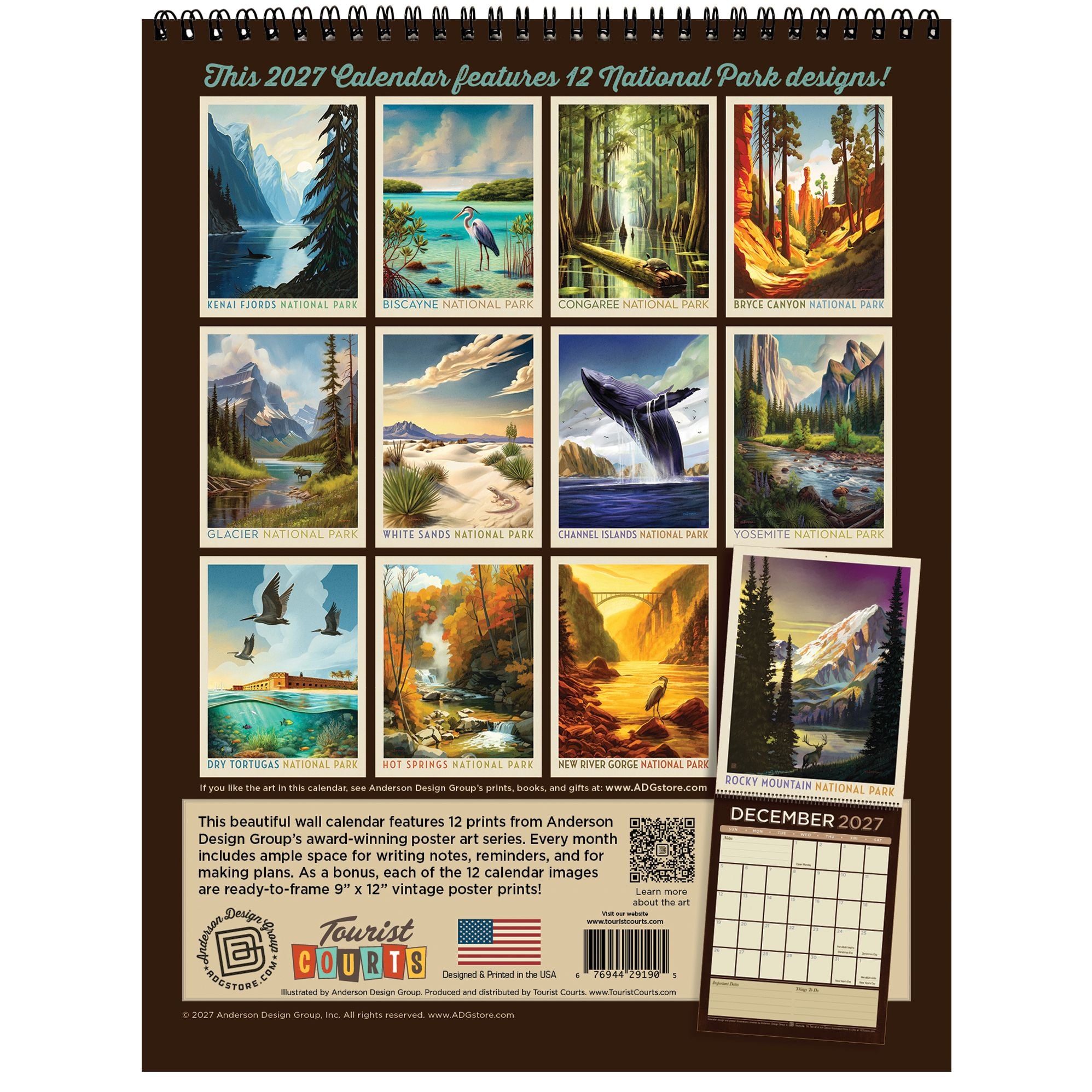 2027 Arden von Haeger National Parks Vintage Art Wall Calendar