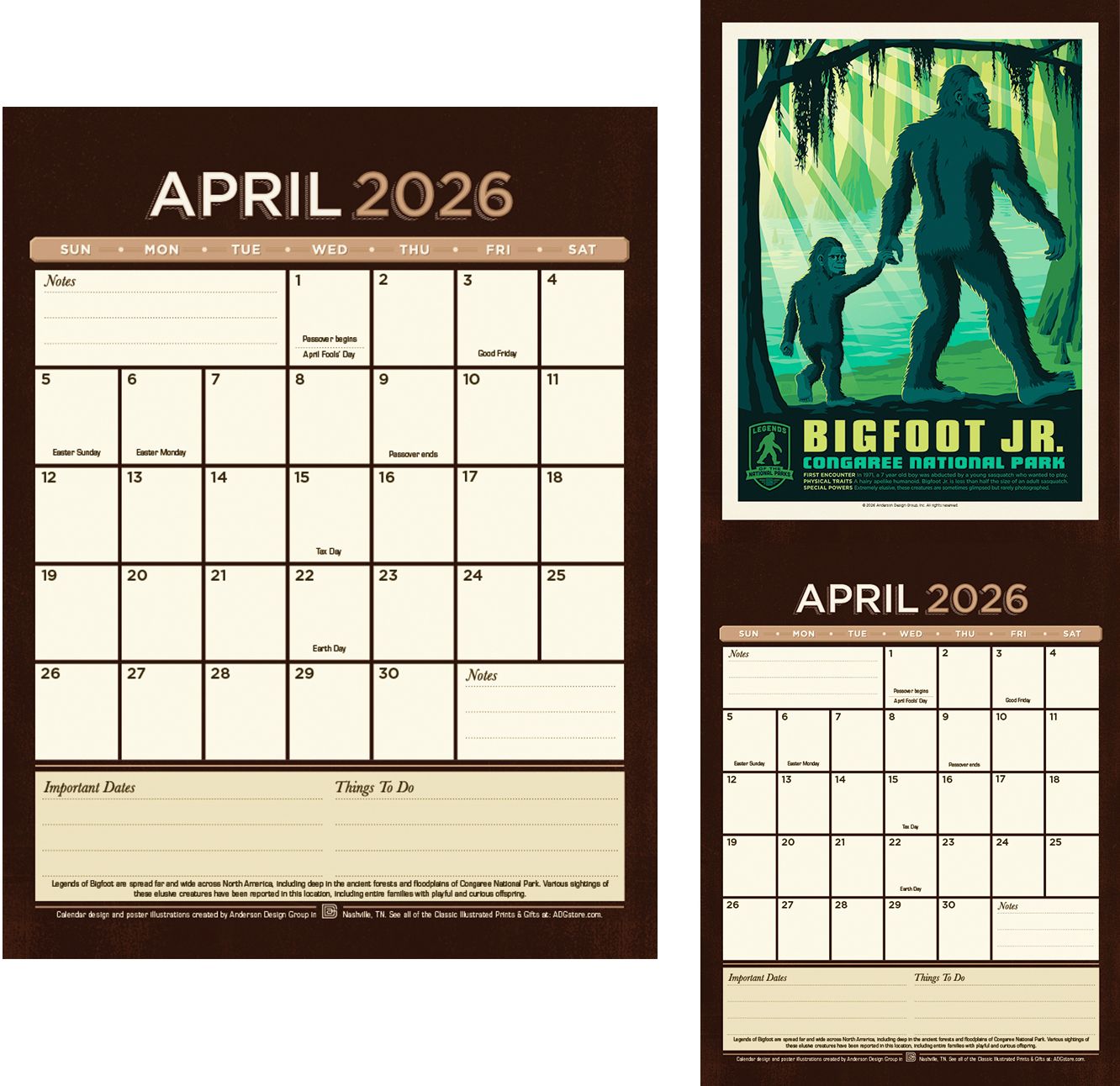 2026 Legends of the National Parks Vintage Art Wall Calendar