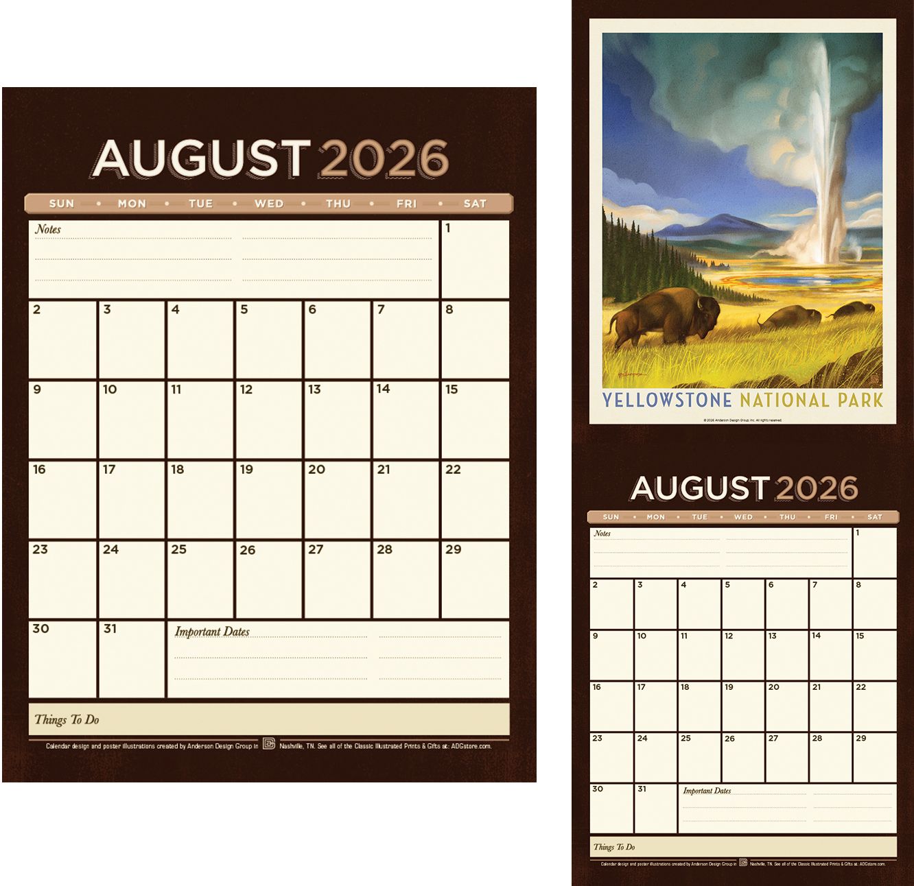 2026 Arden von Haeger National Parks Vintage Art Wall Calendar
