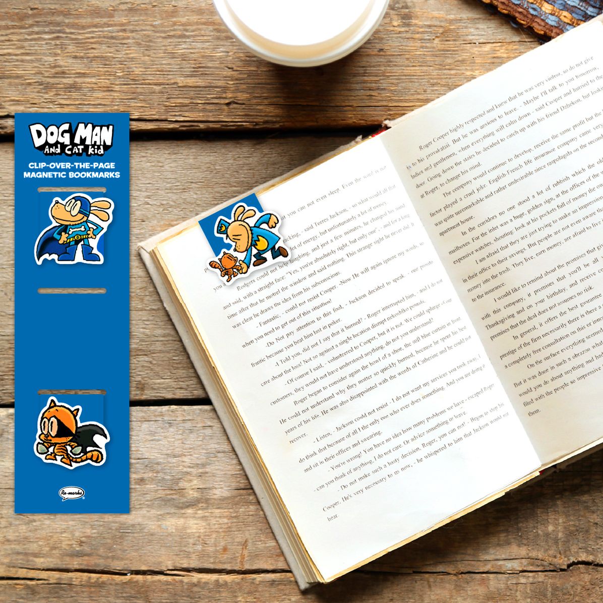 Dog Man and Cat Kid Character Magnetic Bookmark Trio