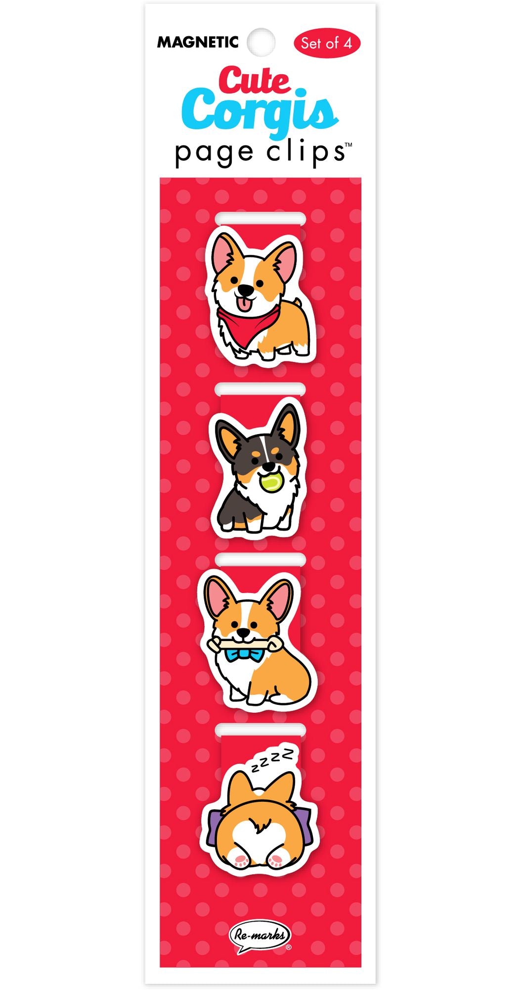 Cute Corgis Page Clip Bookmarks Set of 4