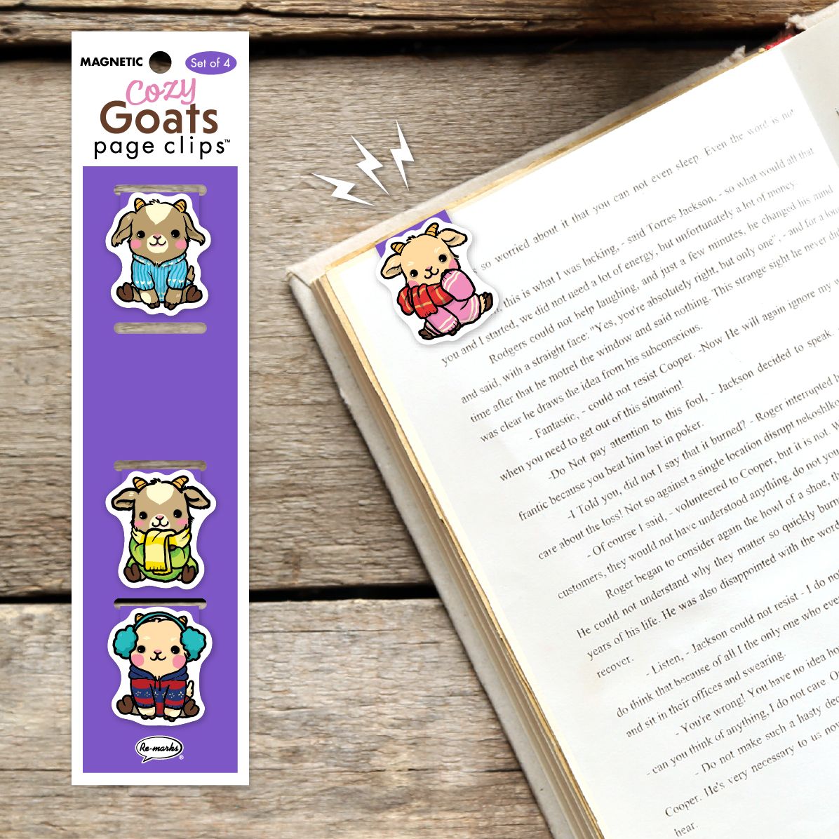 Cozy Goats Page Clip Bookmarks Set of 4