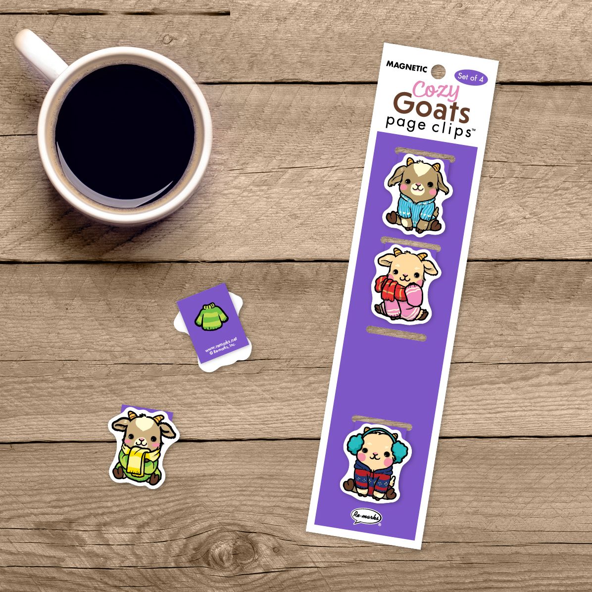 Cozy Goats Page Clip Bookmarks Set of 4
